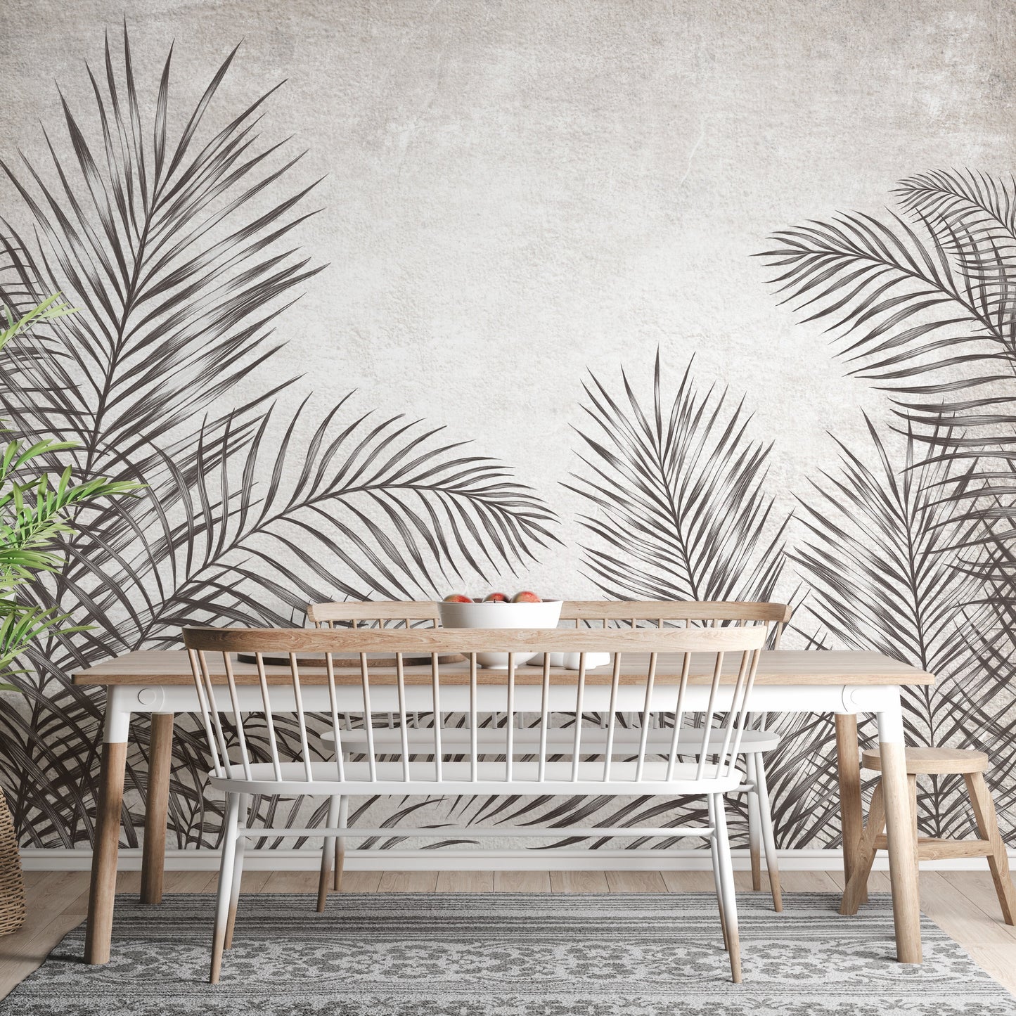 Stylish tropical palm wallpaper mural design