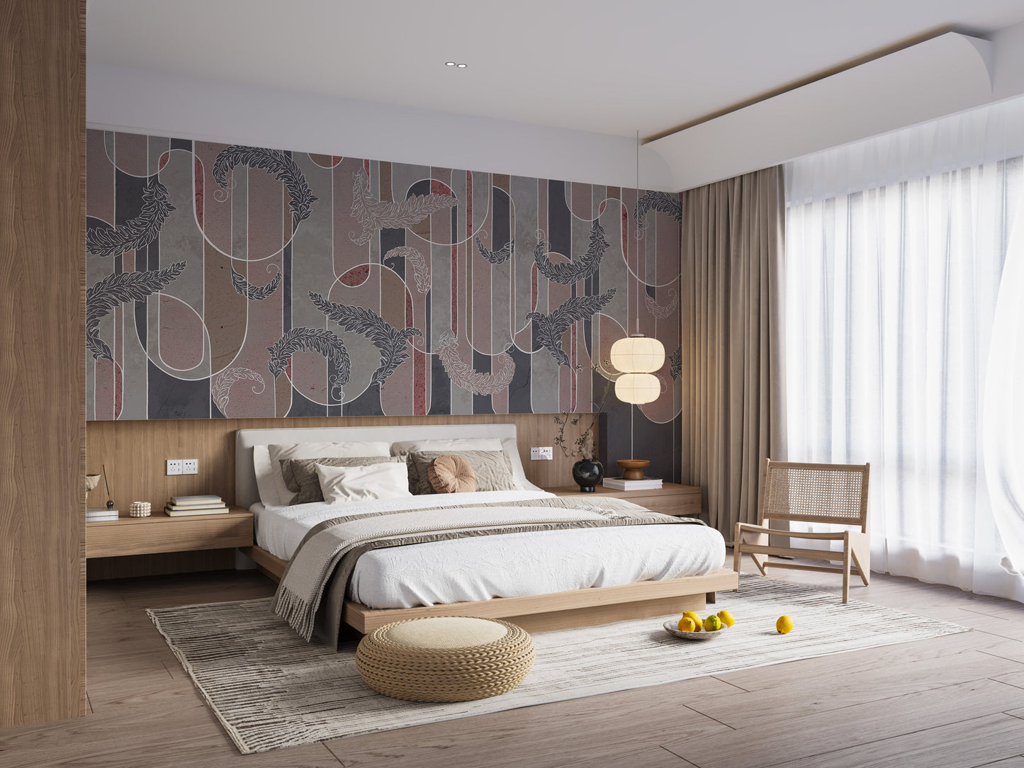 Bold Art Deco concrete wall mural style