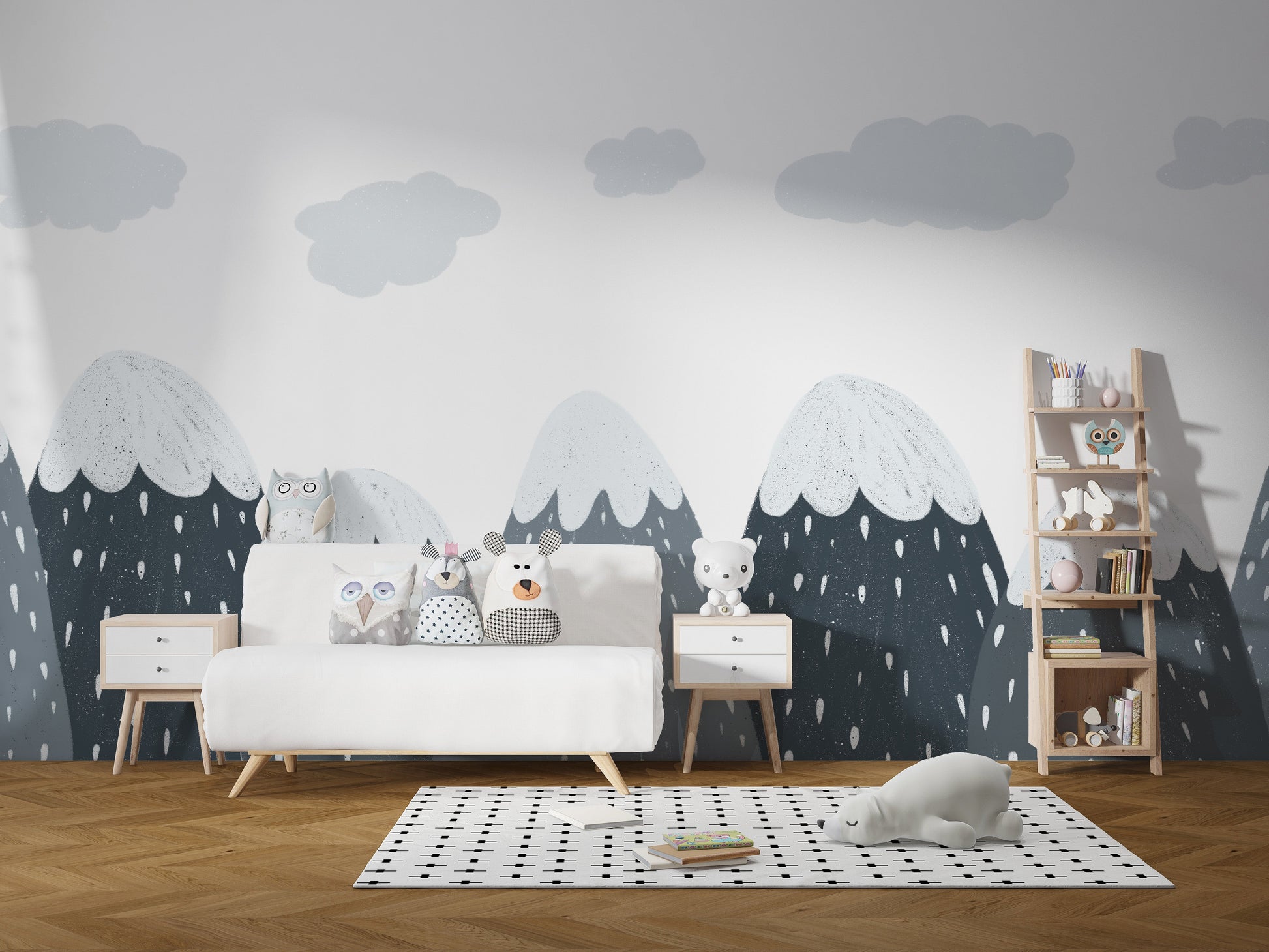 Scandinavian mountain mural for walls