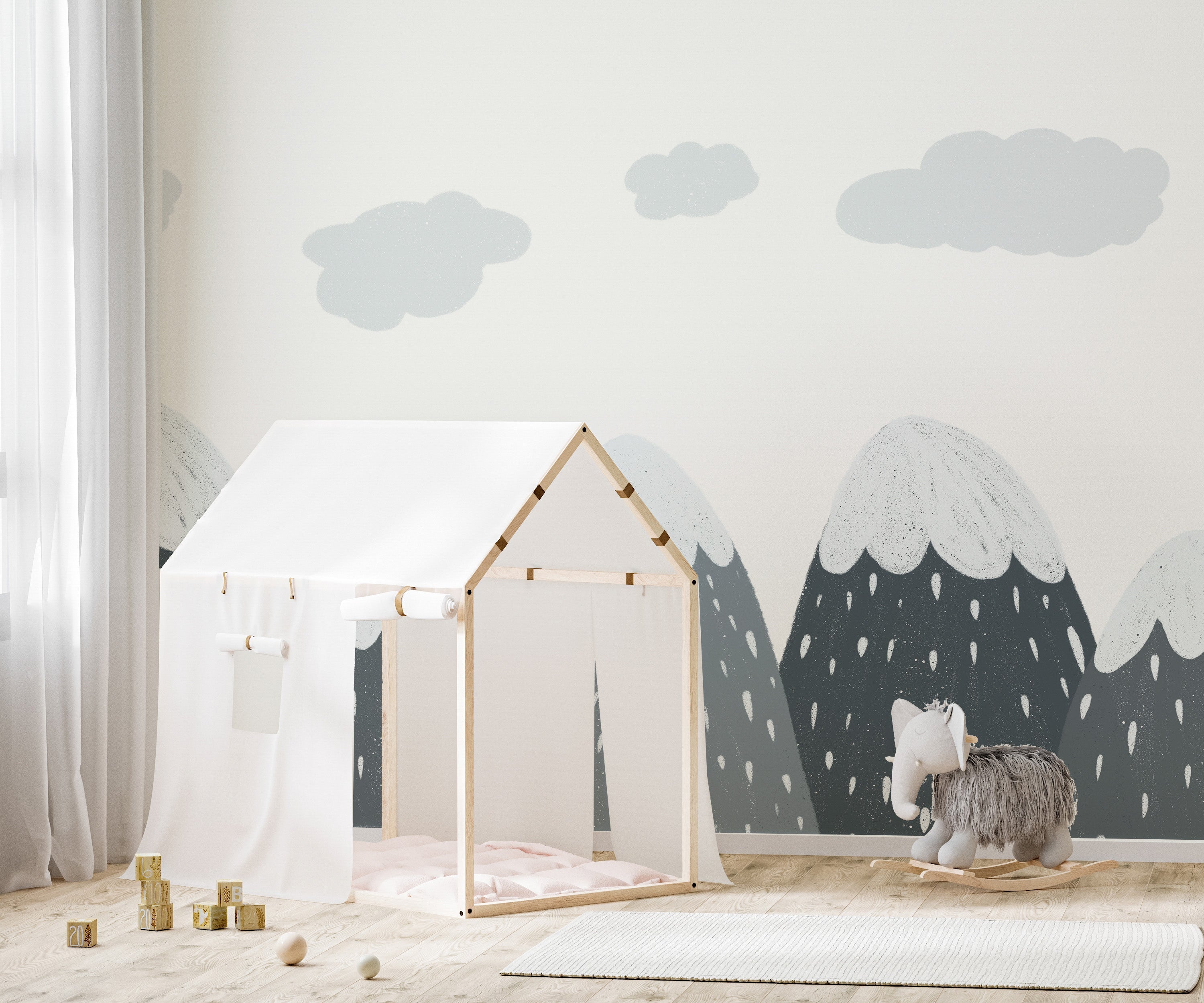 Landlord-friendly removable mountain mural 