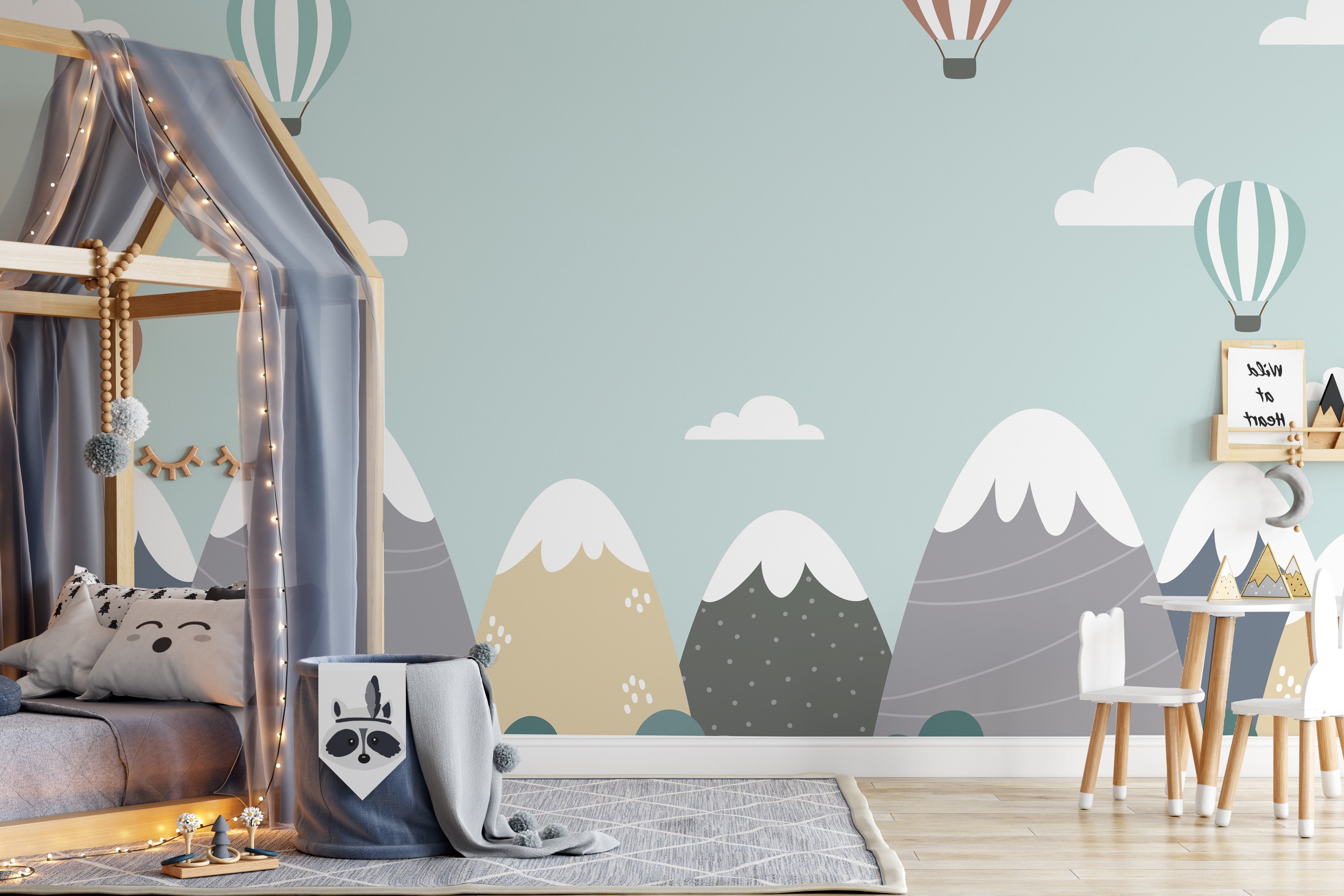 Fun mountain mural sparking kids wallpaper