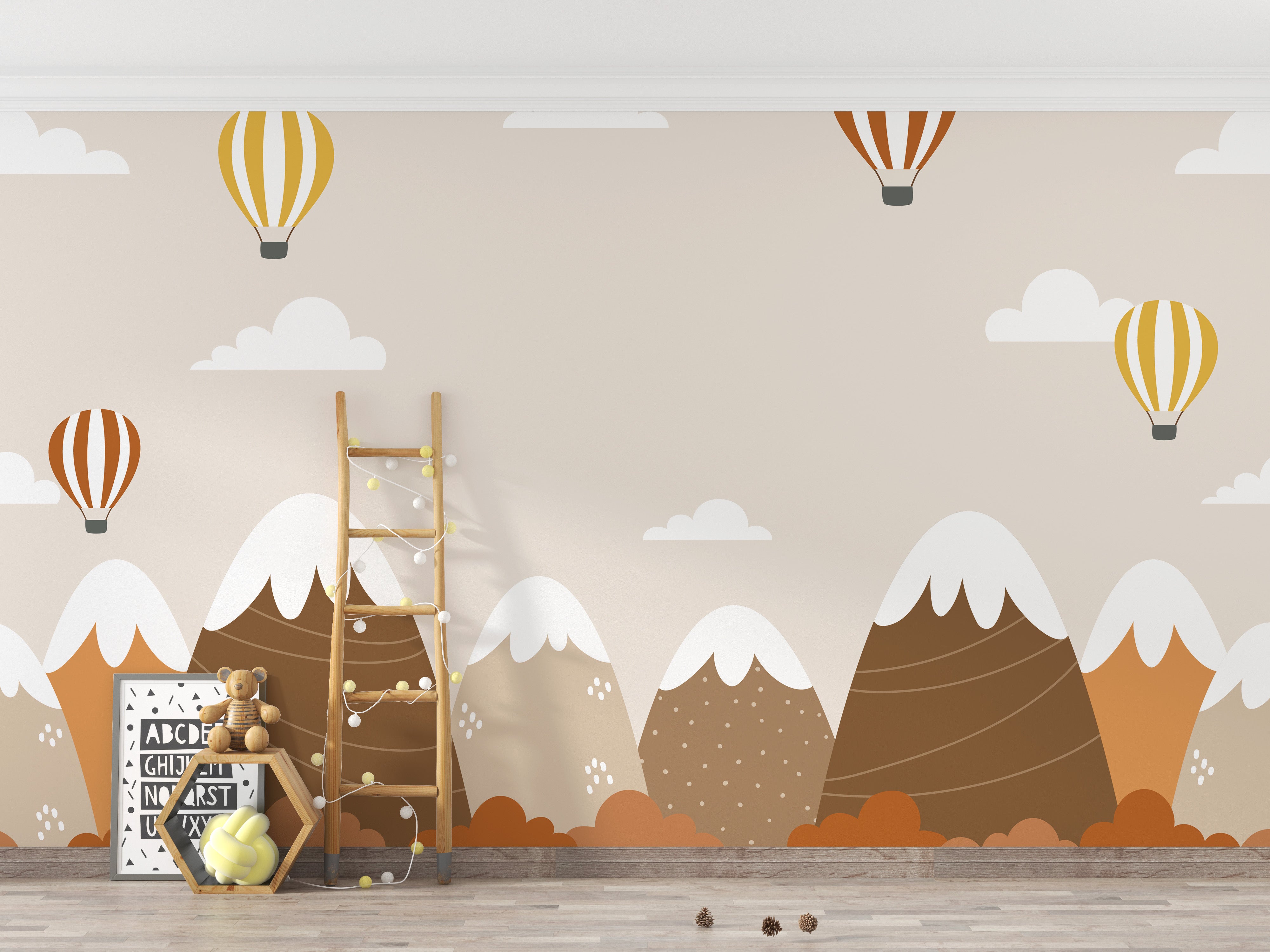 Hot air balloon kids wall design