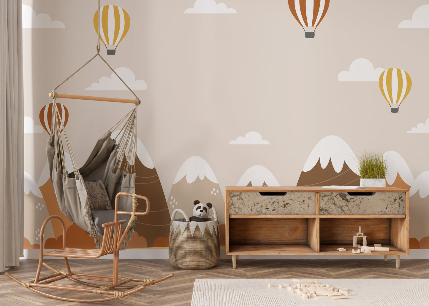 Kids mural with mountain design