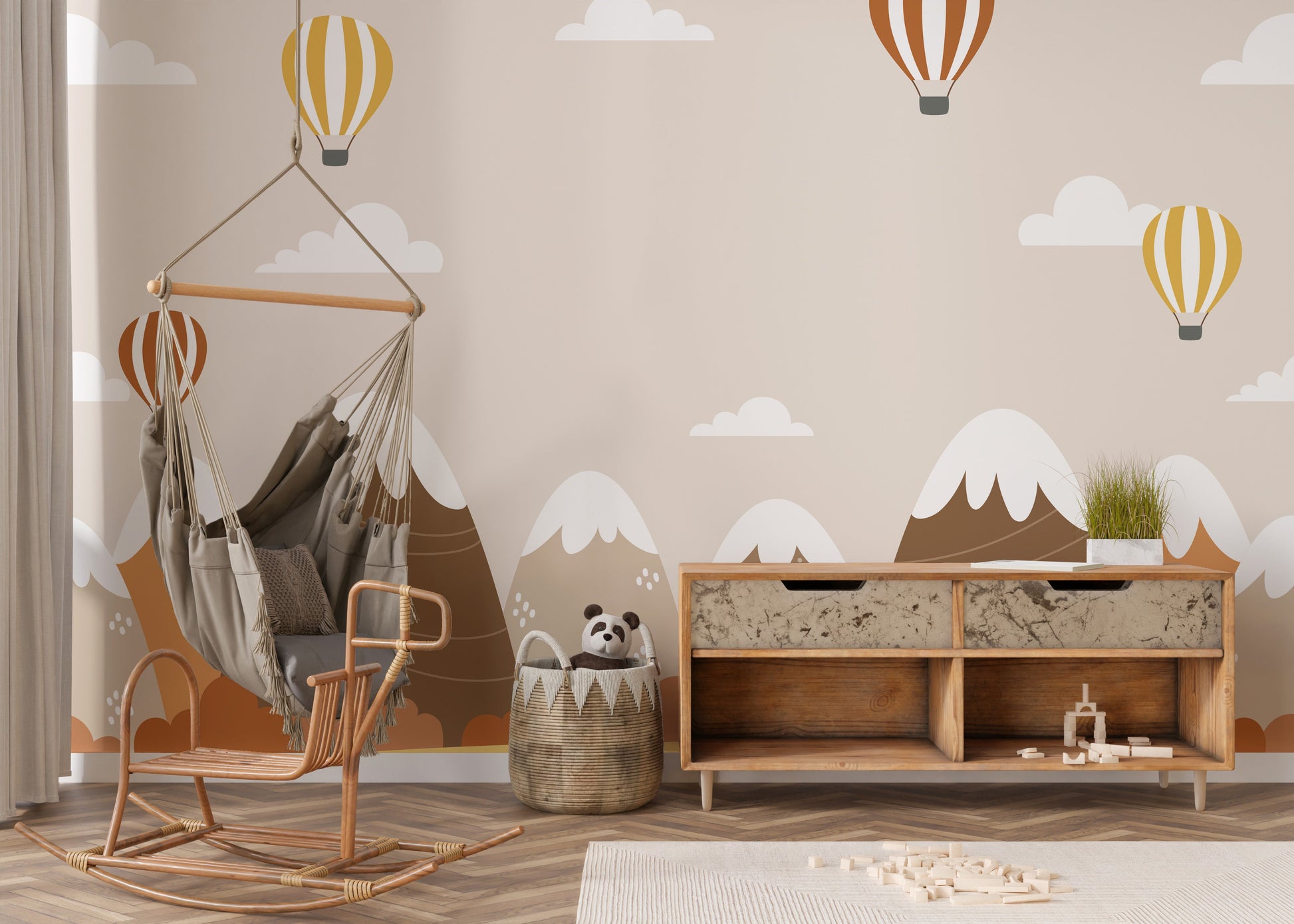 Kids mural with mountain design