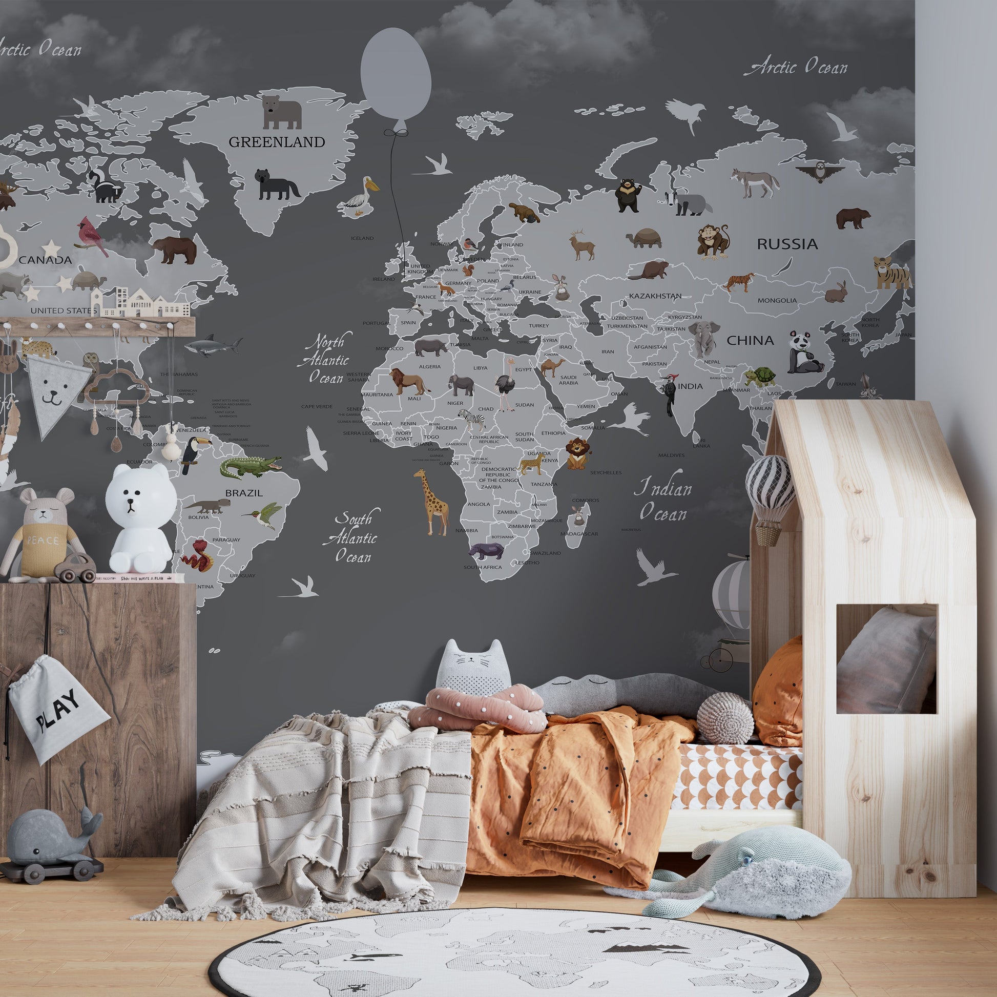 World Map Kids Room Wallpaper - Giffywalls