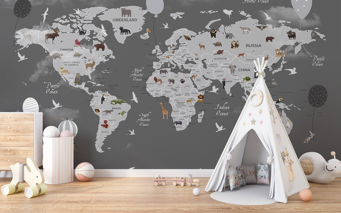 World Map Kids Room Wallpaper - Giffywalls