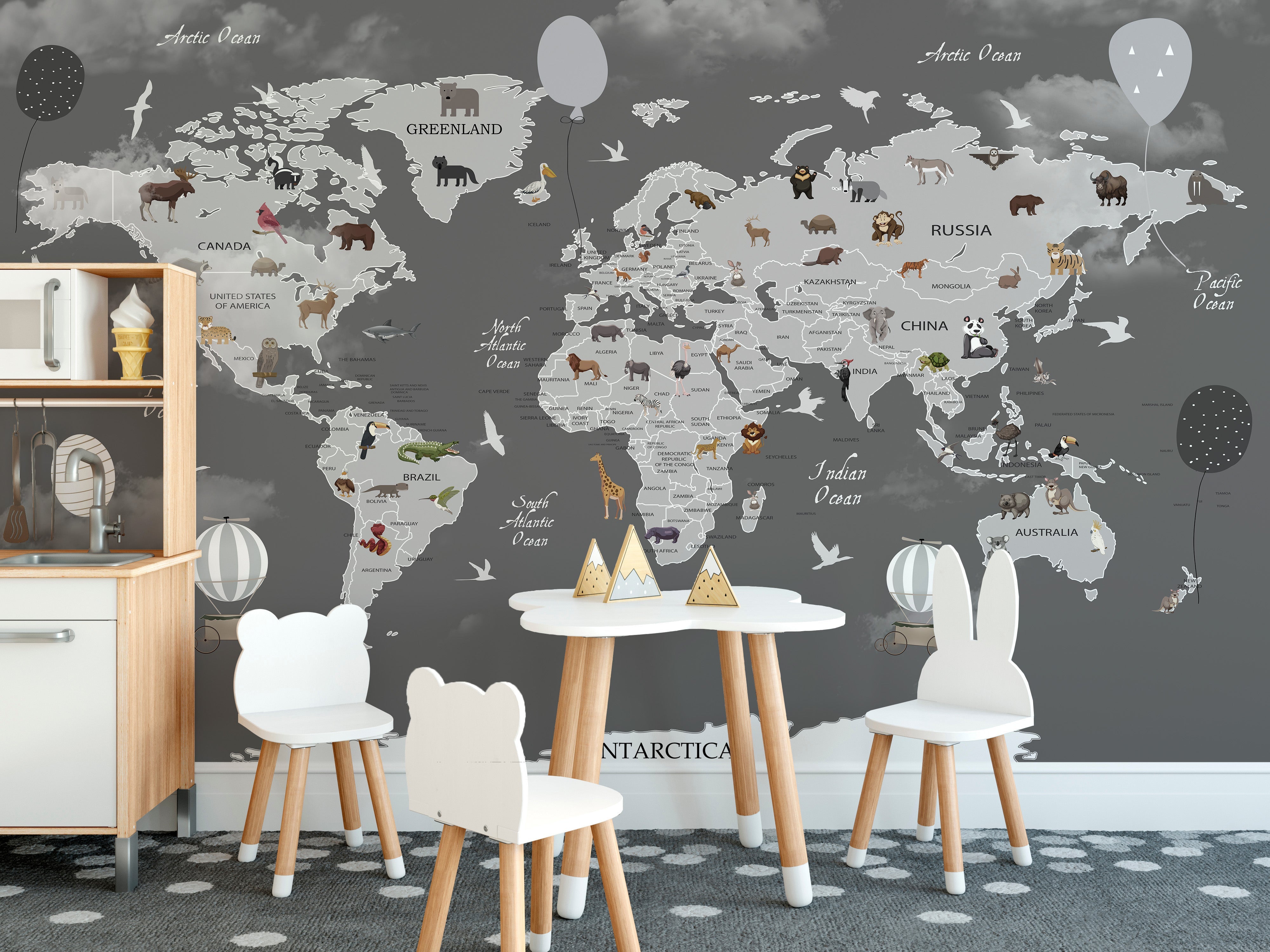 World Map Kids Room Wallpaper - Giffywalls