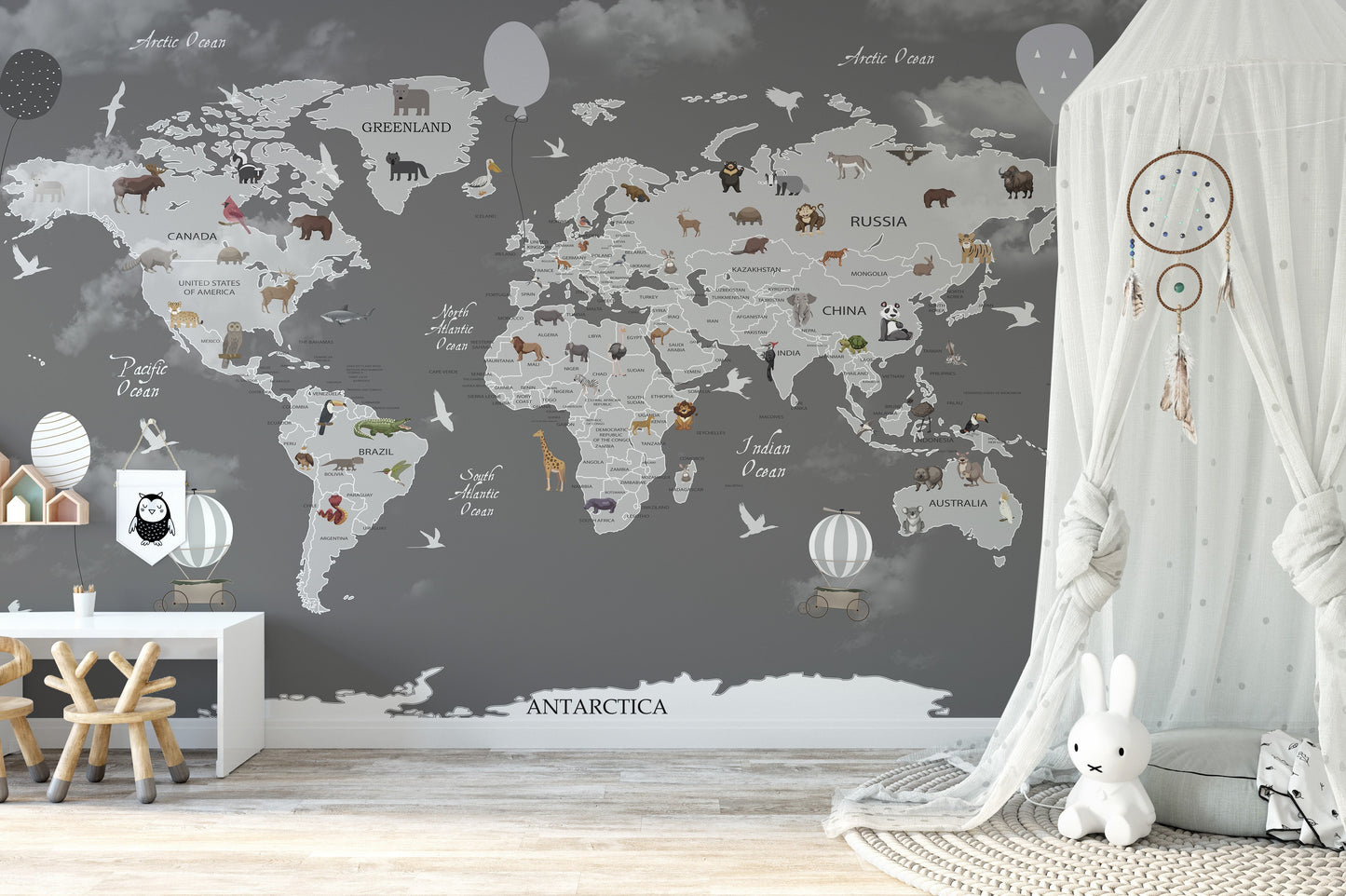 World Map Kids Room Wallpaper - Giffywalls