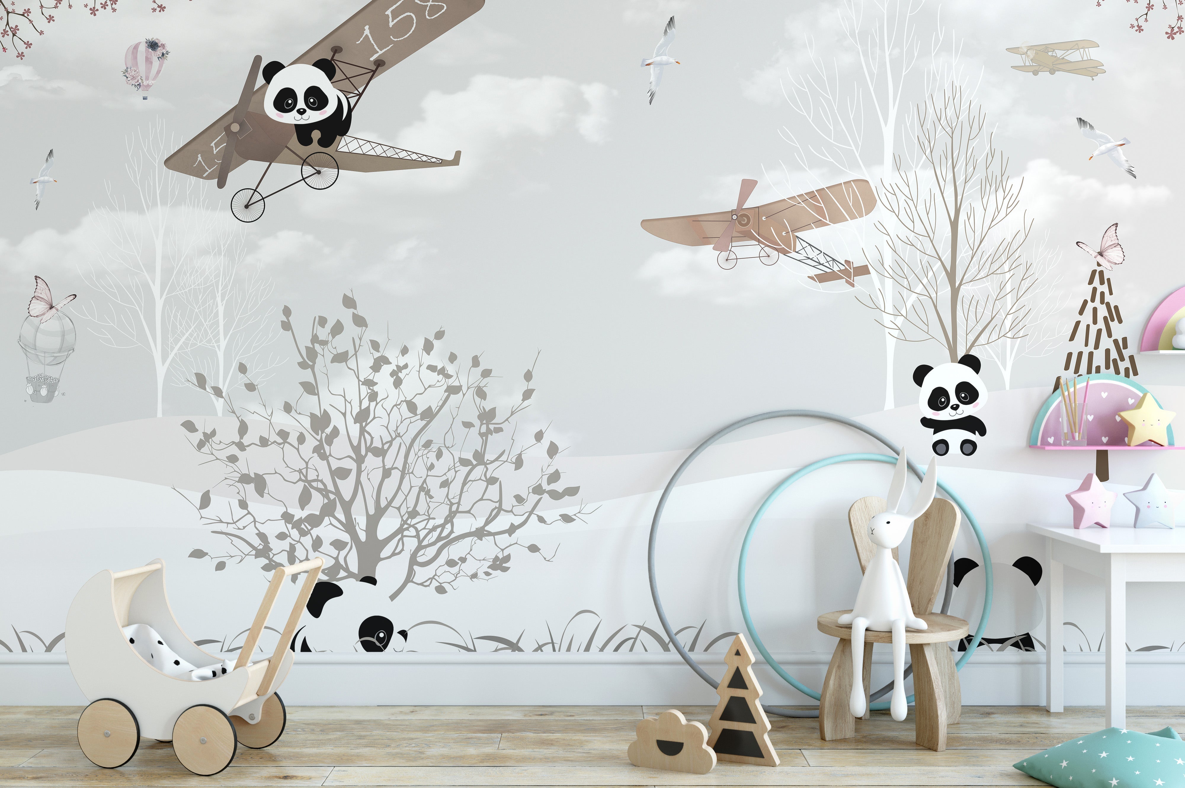 Playing pandas wallpaper murals - Giffywalls