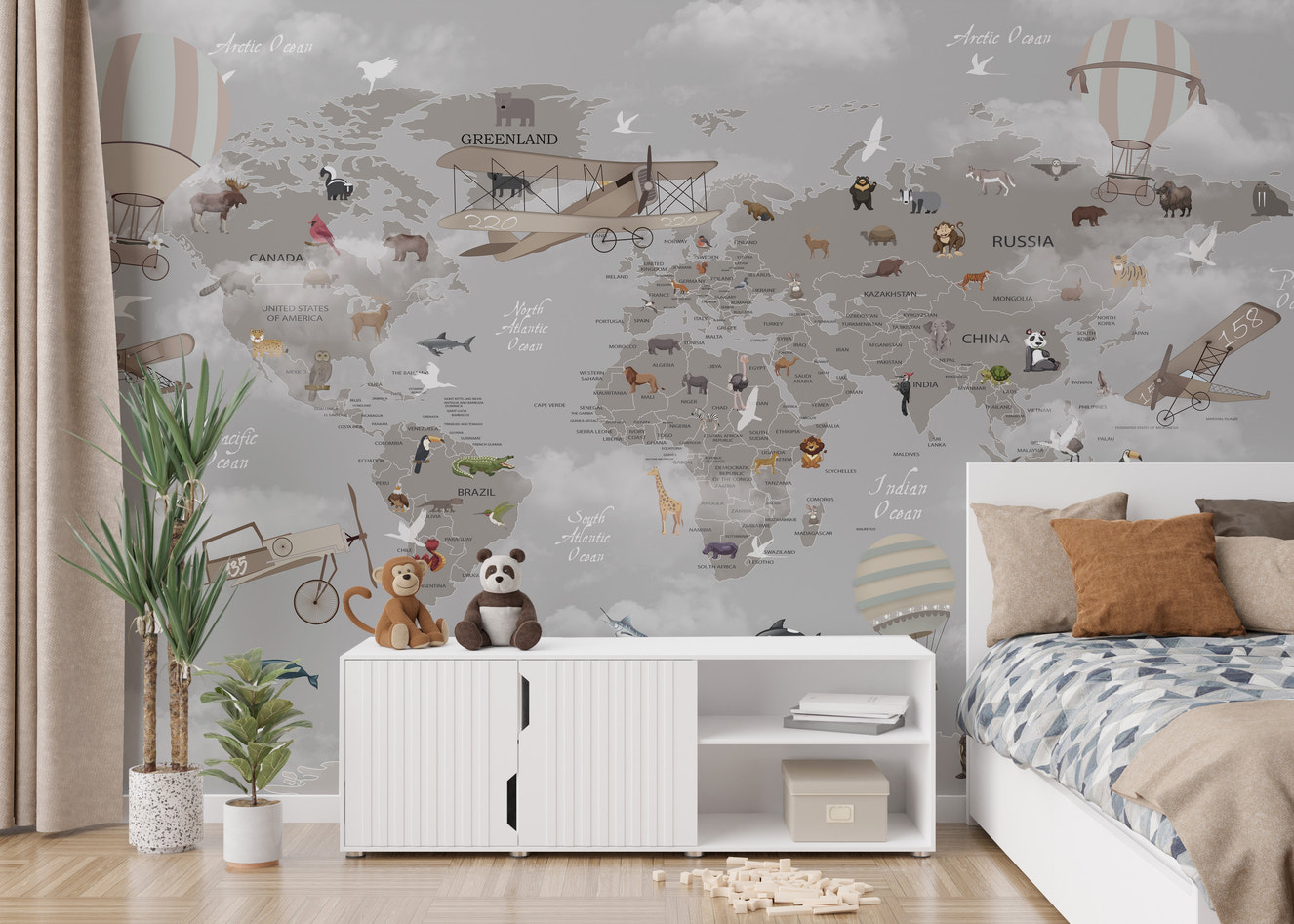 Charming gray map wallpaper 