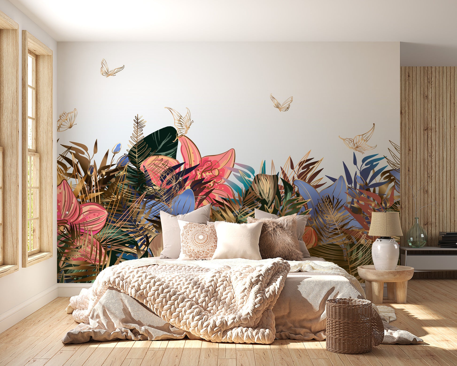 Exotic tropical foliage wallpaper mural