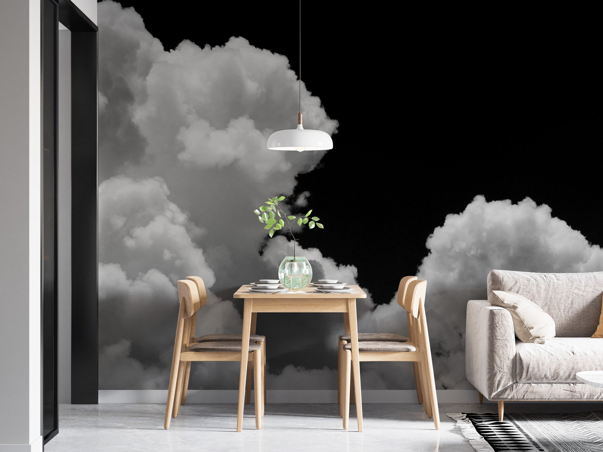 Black and white Clouds Wallpaper Mural - Giffywalls