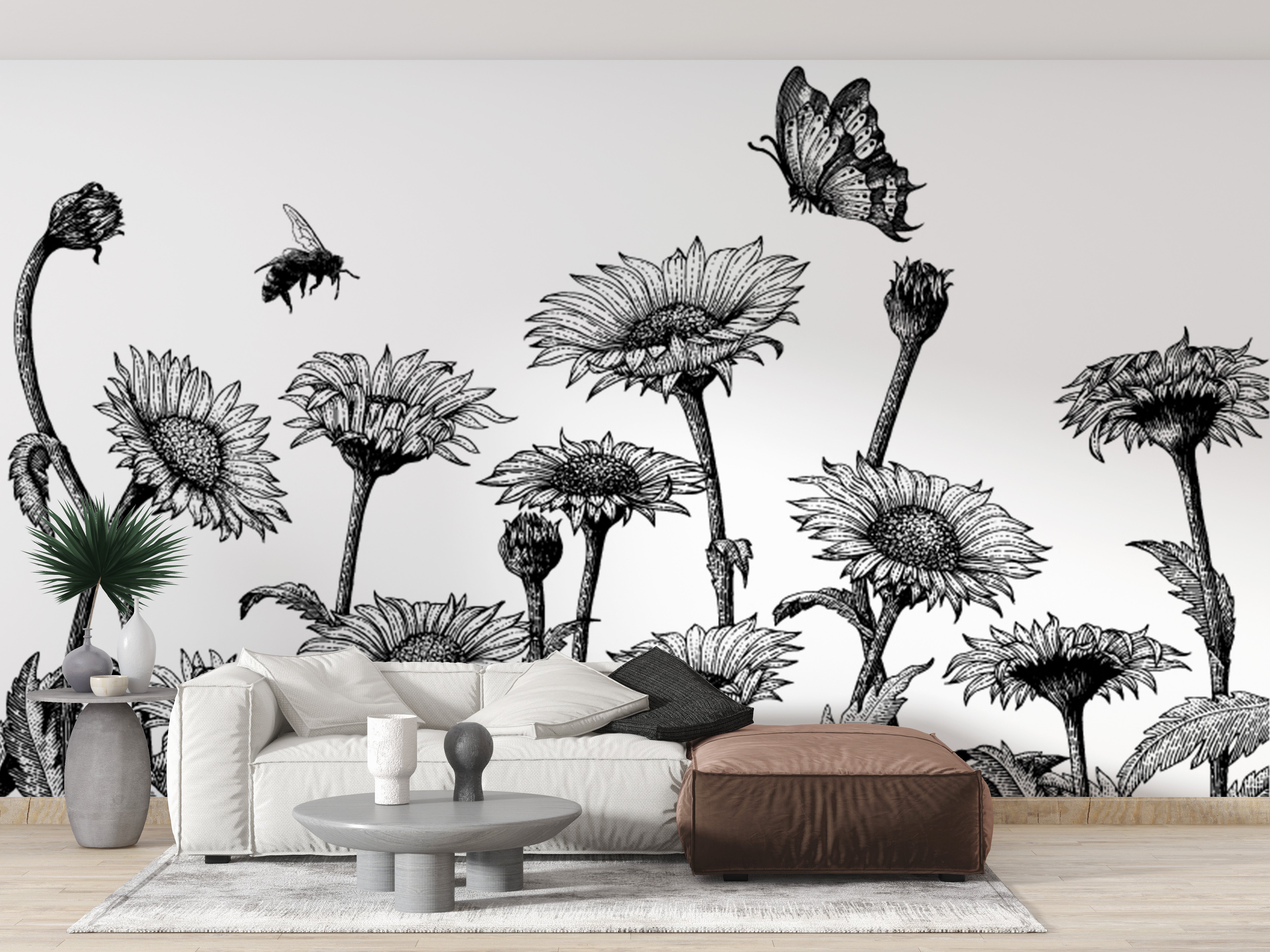 Daisy Flower Wallpaper Mural - Giffywalls