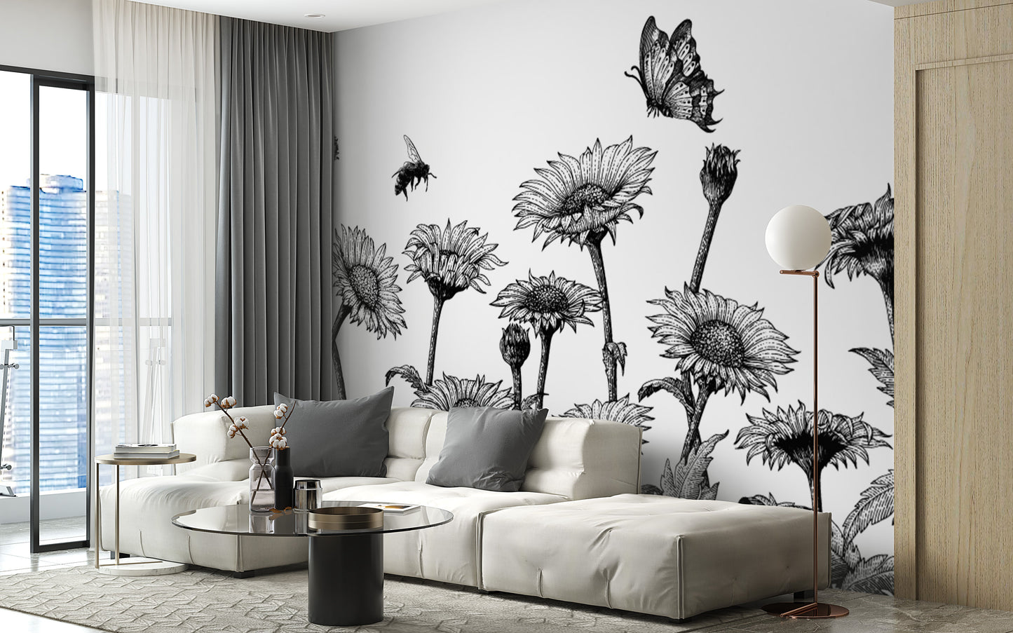 Daisy wallpaper mural for a fresh ambiance