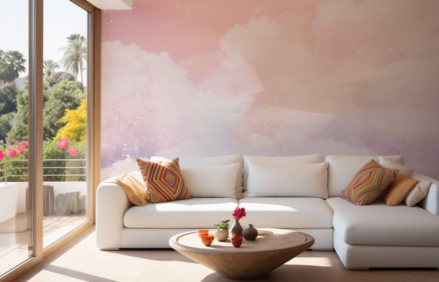 Abstract pink sky wallpaper mural charm