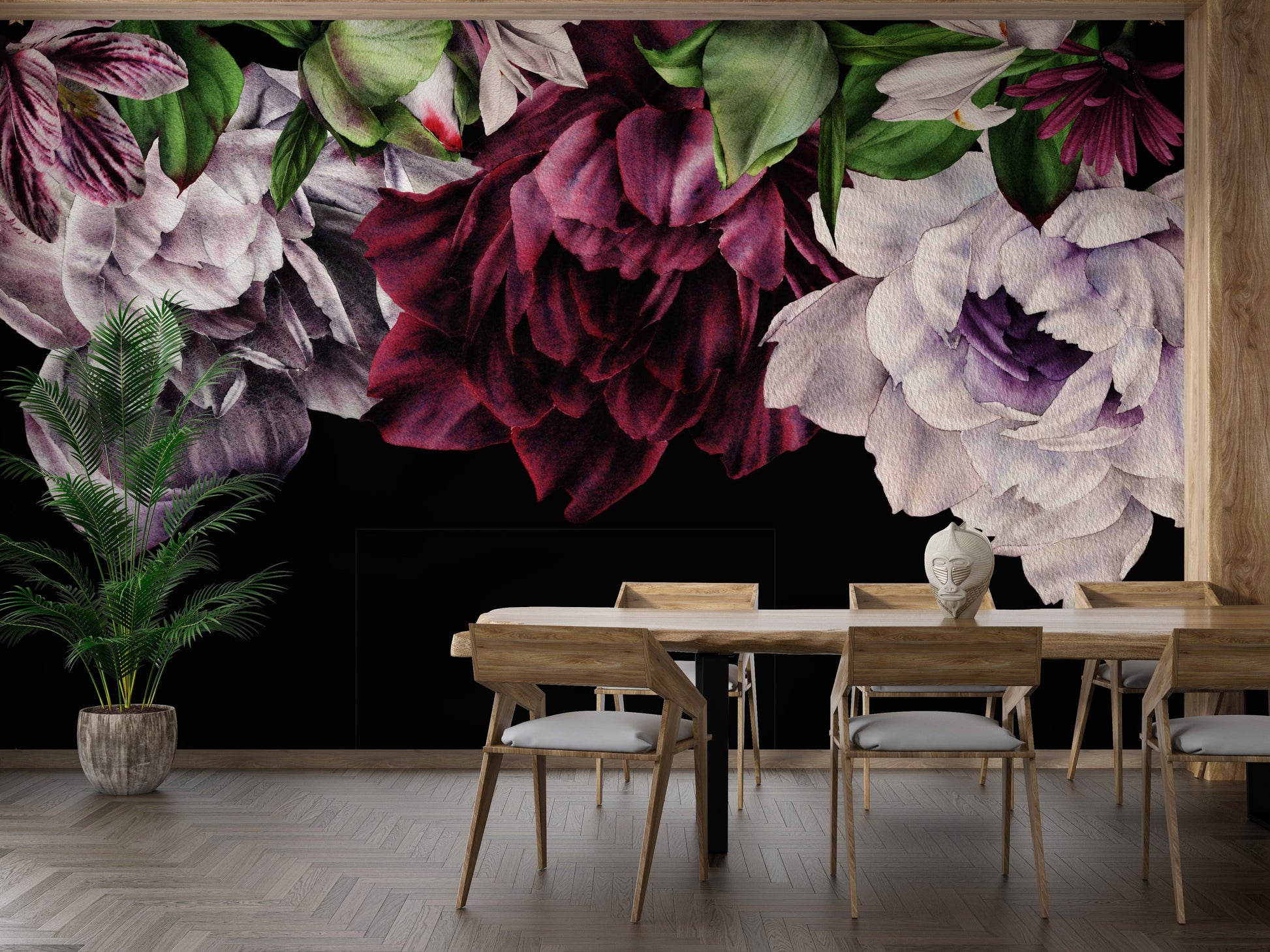 Self-adhesive peony wallpaper mural design