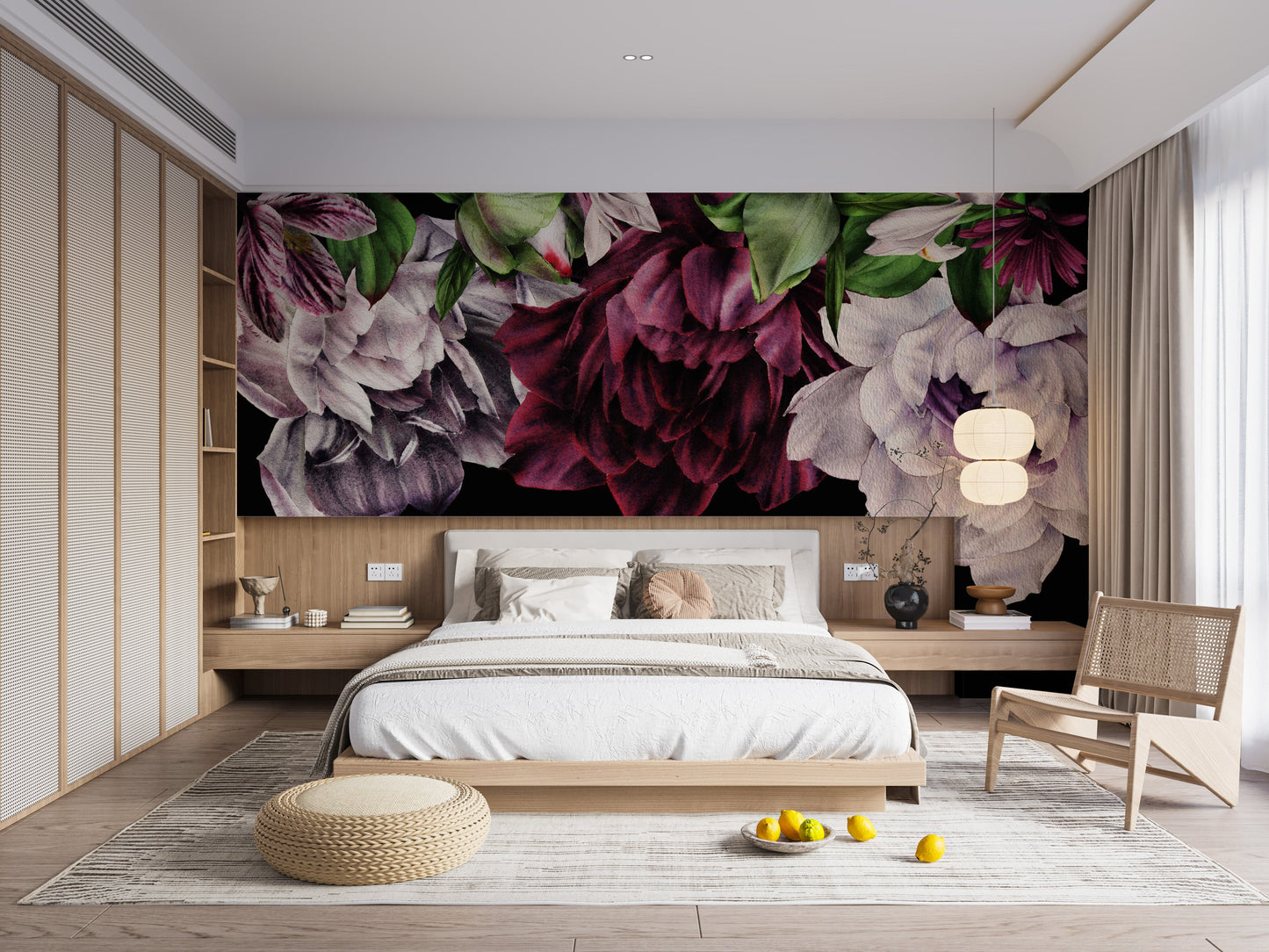 Vibrant peony murals