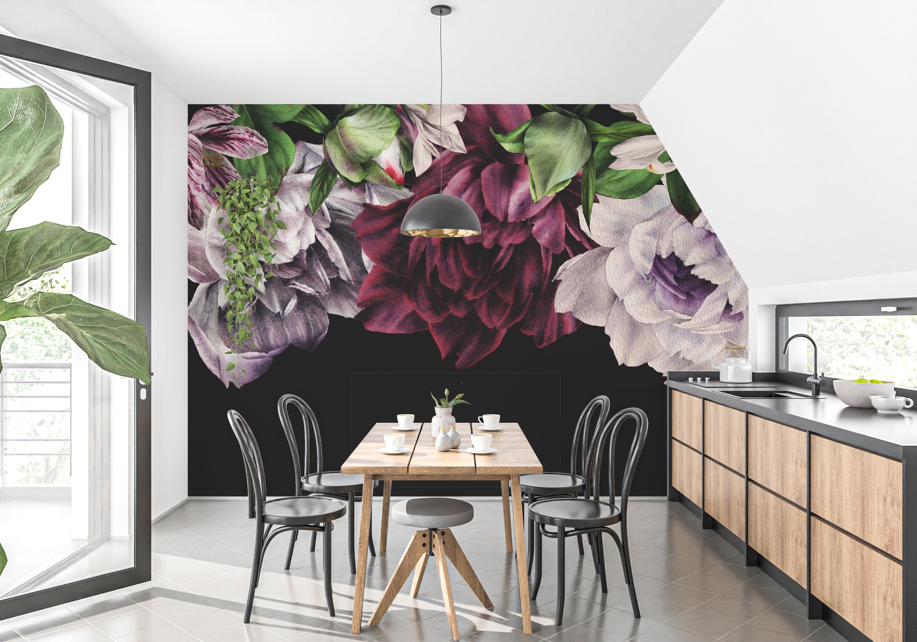 Dark Peonies flowers Wallpaper Murals - Giffywalls