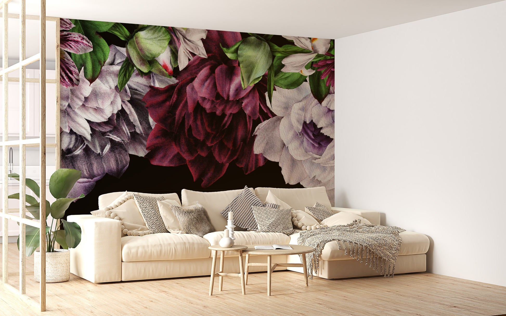 Dark Peonies flowers Wallpaper Murals - Giffywalls