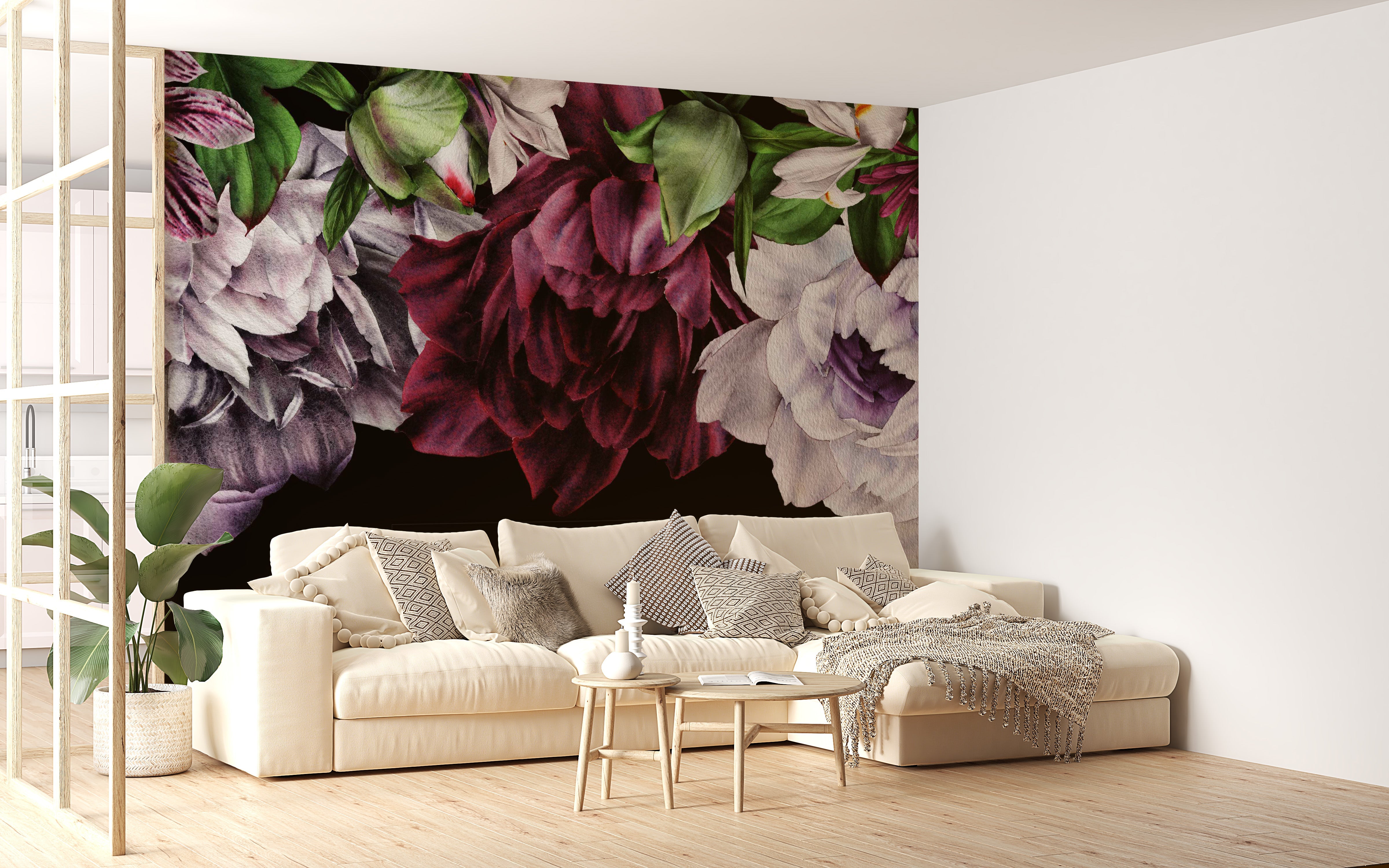 Dark Peonies flowers Wallpaper Murals - Giffywalls