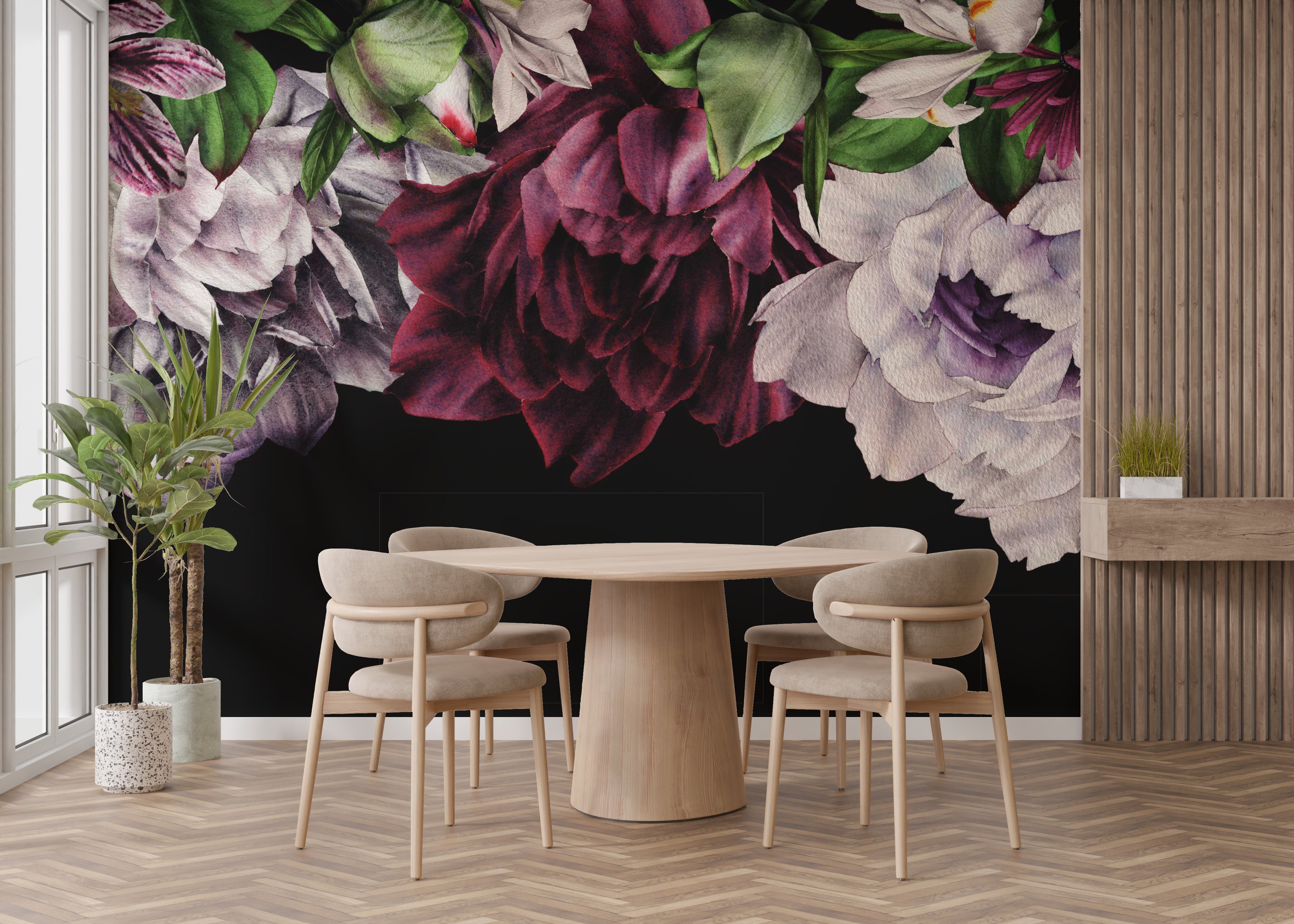 Dark Peonies flowers Wallpaper Murals - Giffywalls