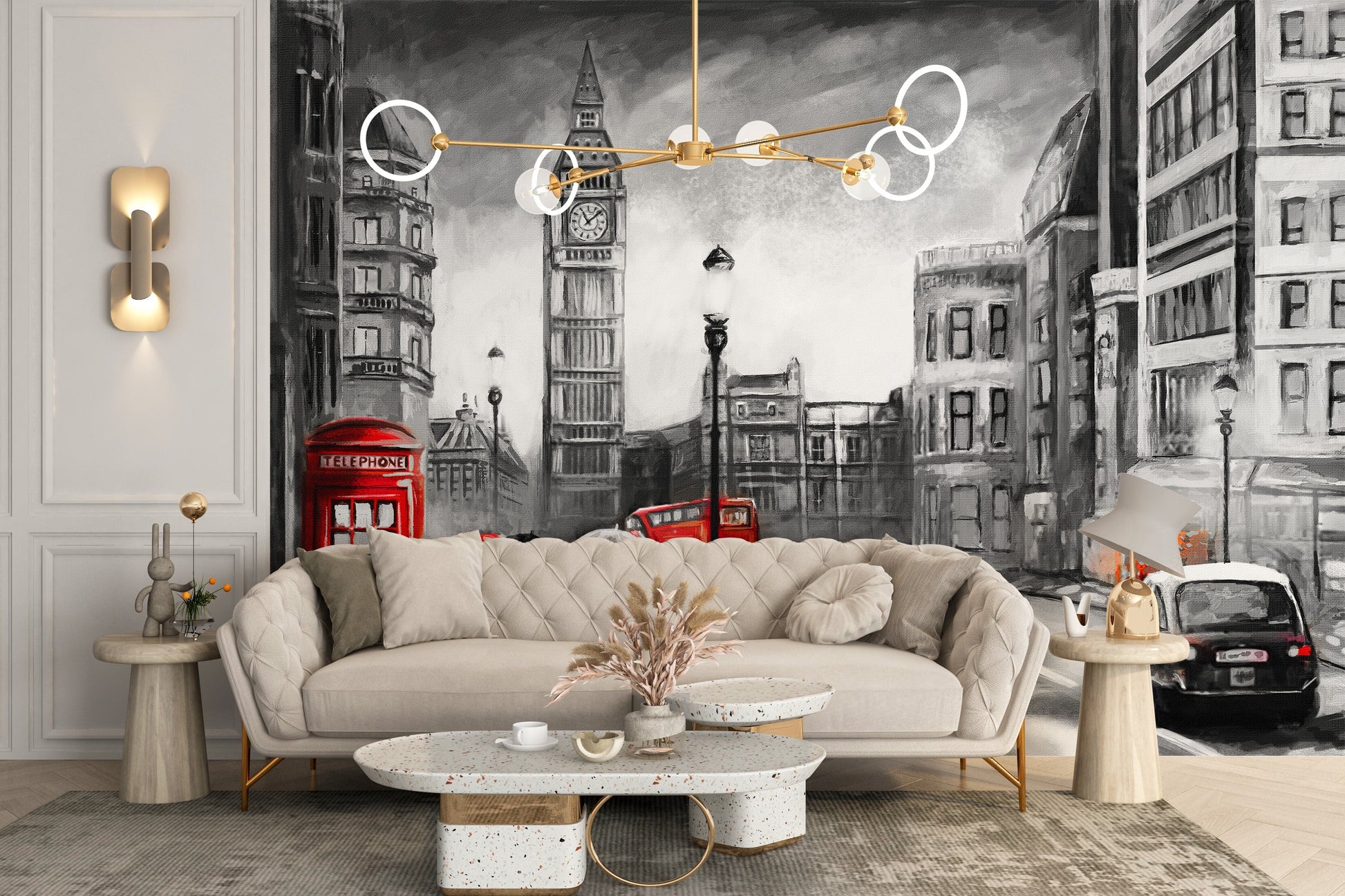 London-inspired oil painting wallpaper 