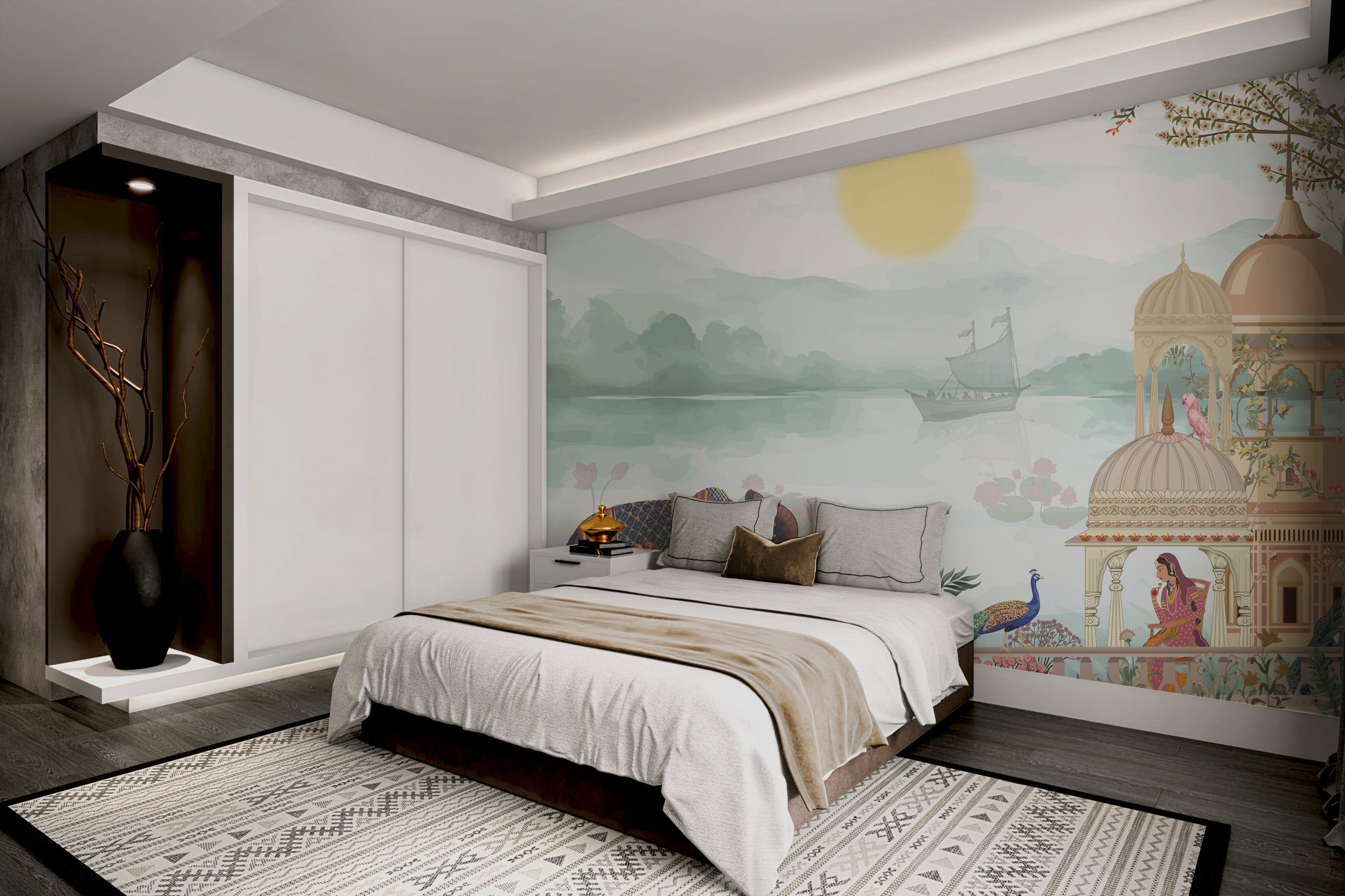 Stunning wallpaper mural showcasing royal Indian domes and natural beauty.