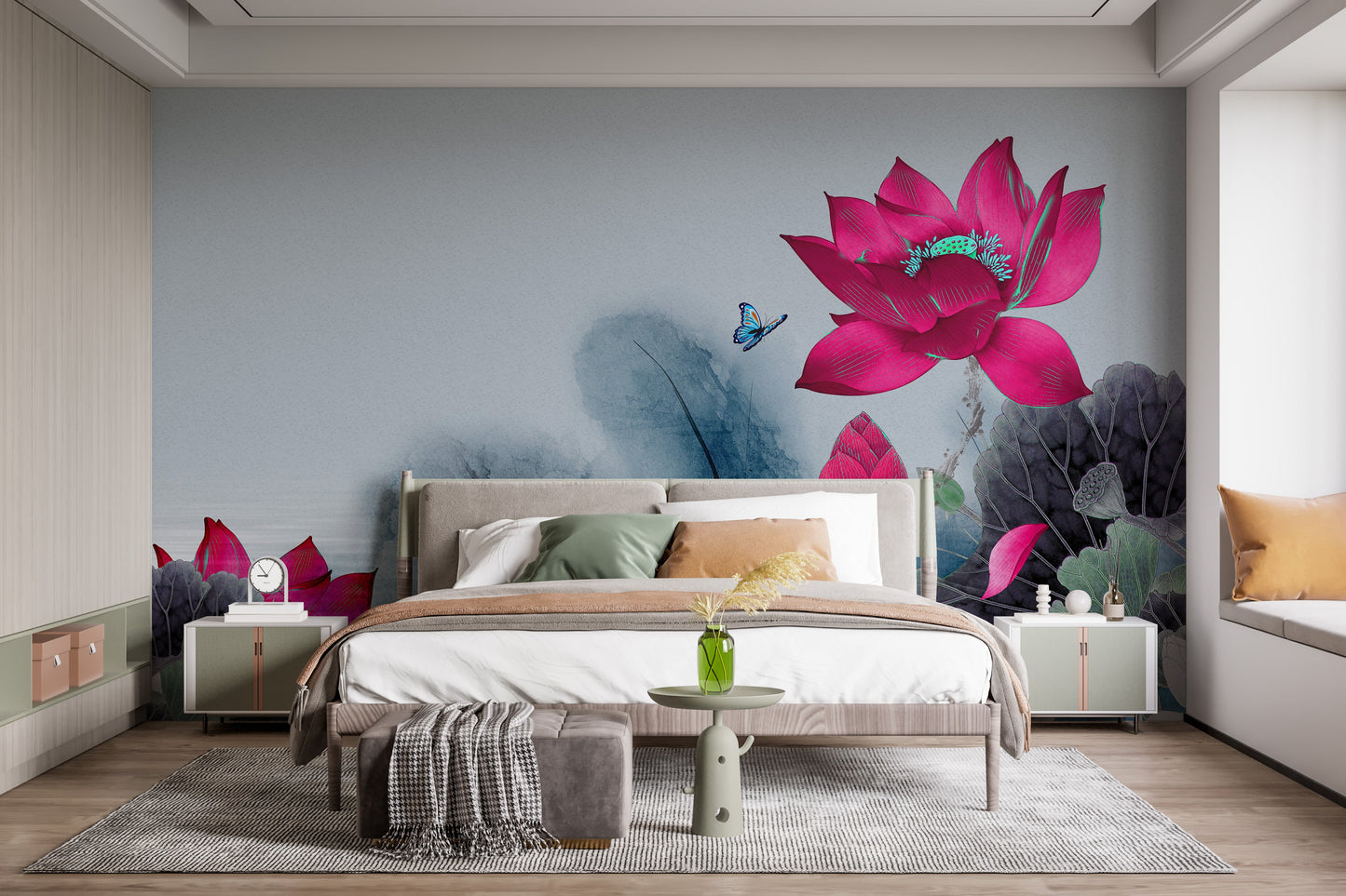 Red Water Lilies Wall Mural Wallpaper - Giffywalls