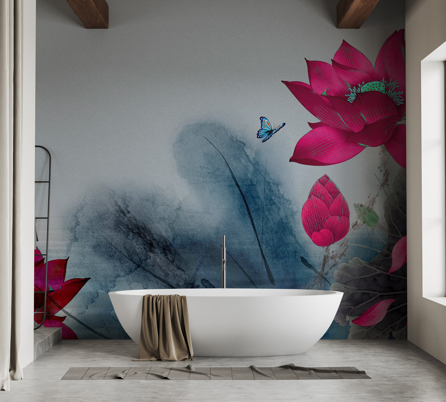 Red Water Lilies Wall Mural Wallpaper - Giffywalls