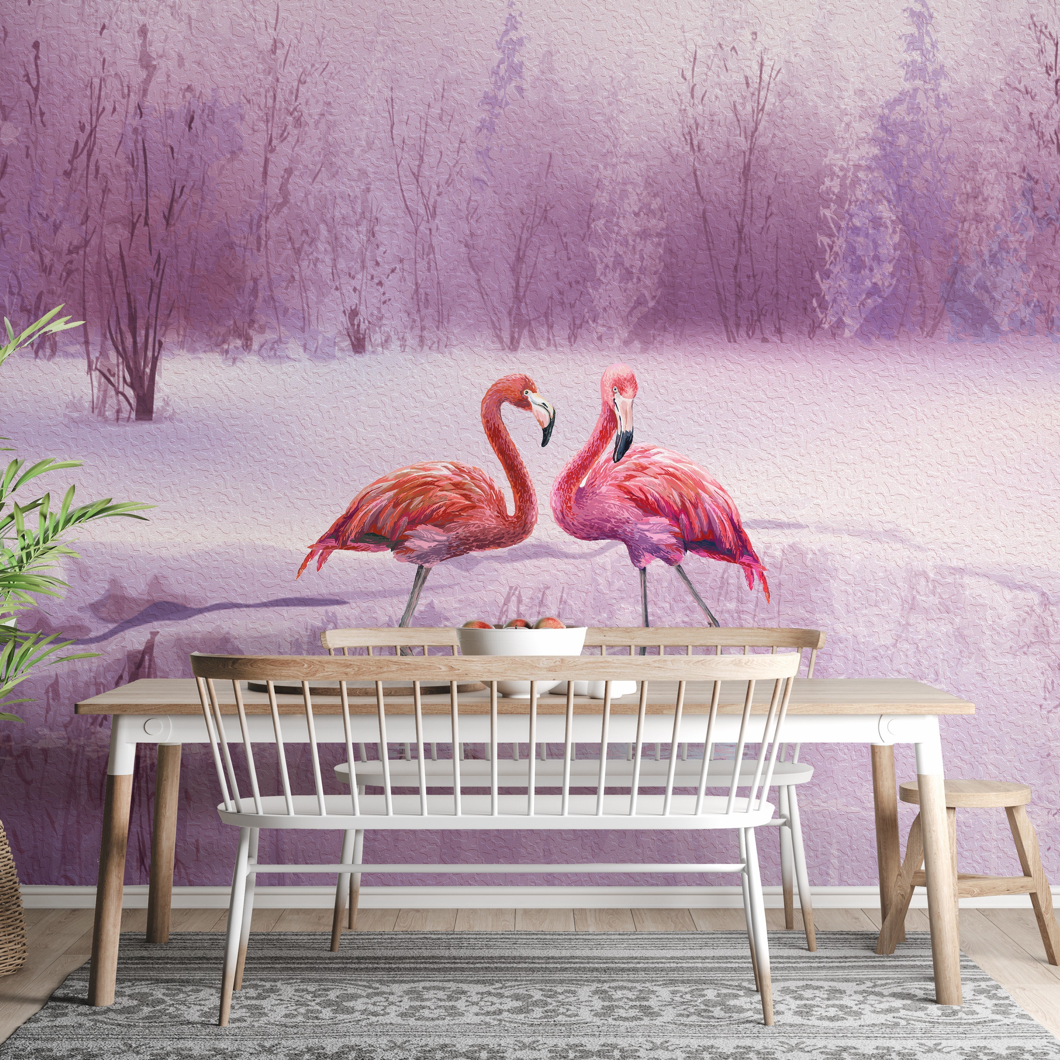 pink flamingo wallpaper mural