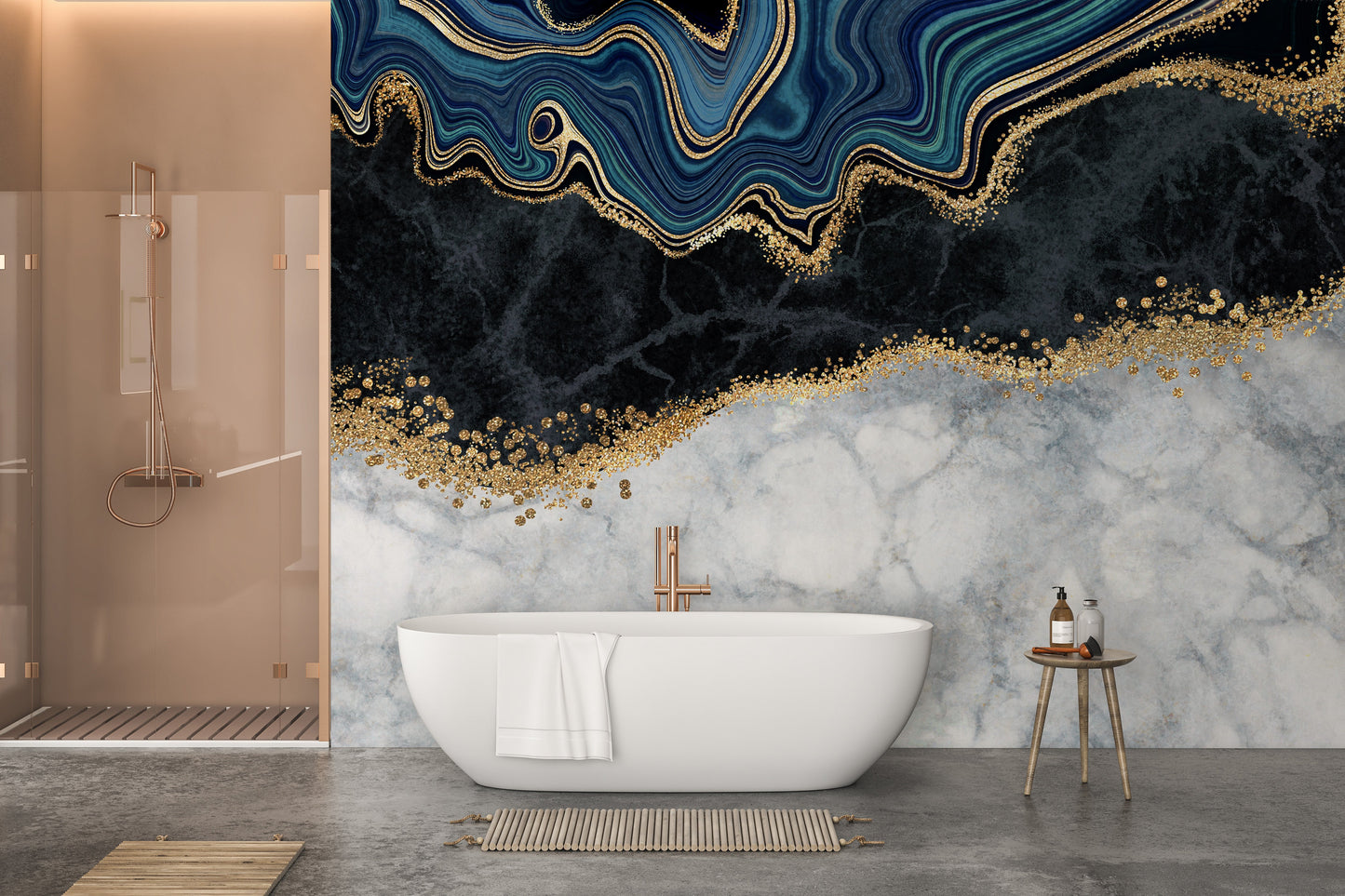 Blue Agate Golden Veins Marble Wallpaper Murals - Giffywalls