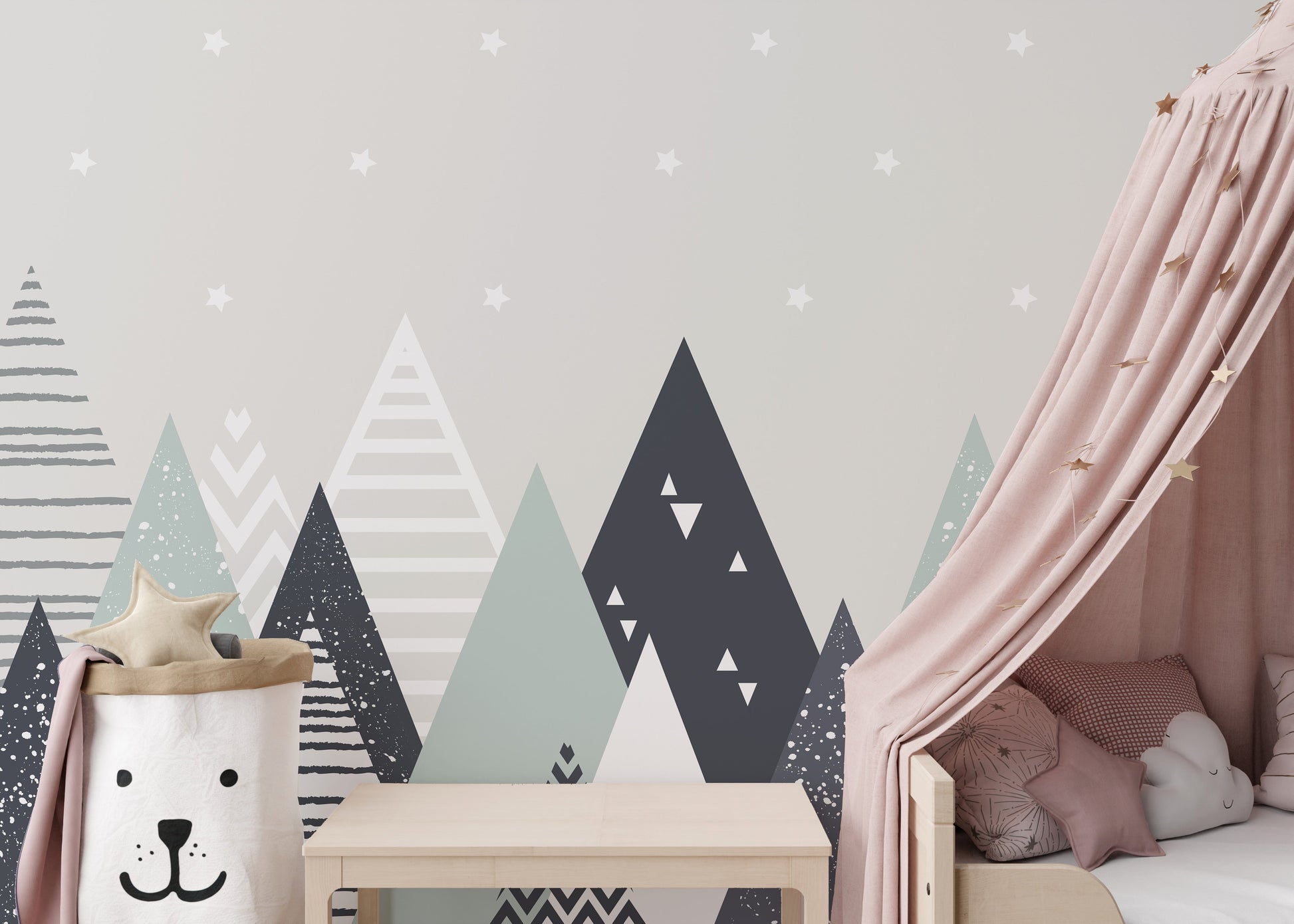 Kids Room Geometric Mountain Wallpaper Murals - Giffywalls