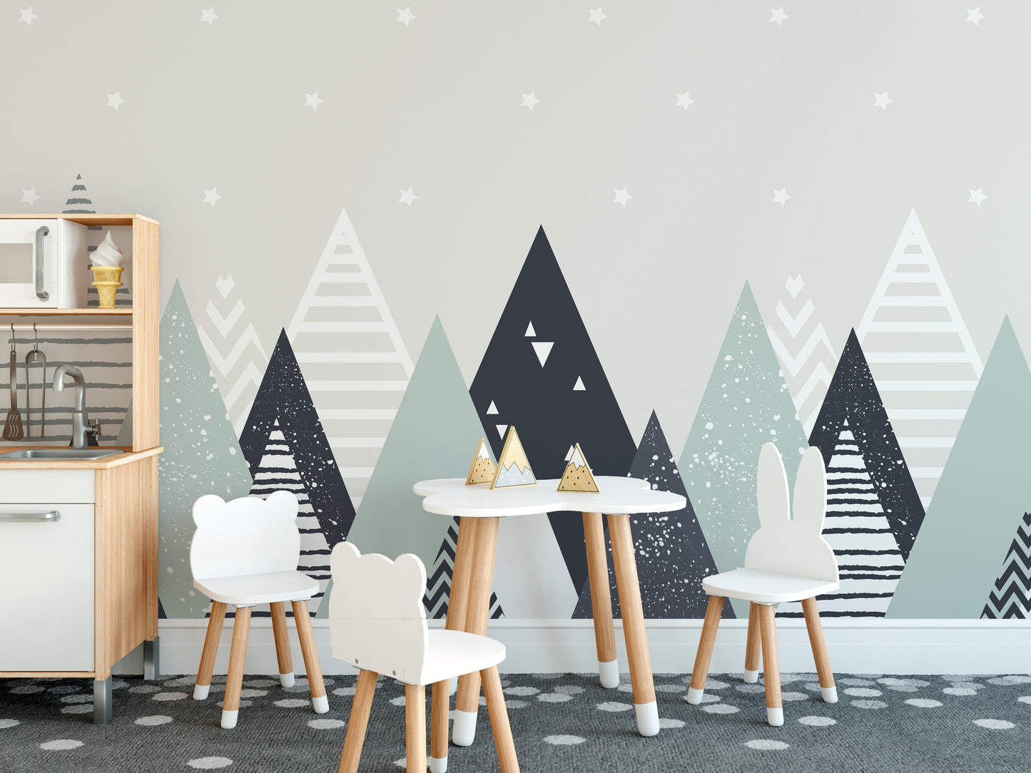 Kids Room Geometric Mountain Wallpaper Murals - Giffywalls