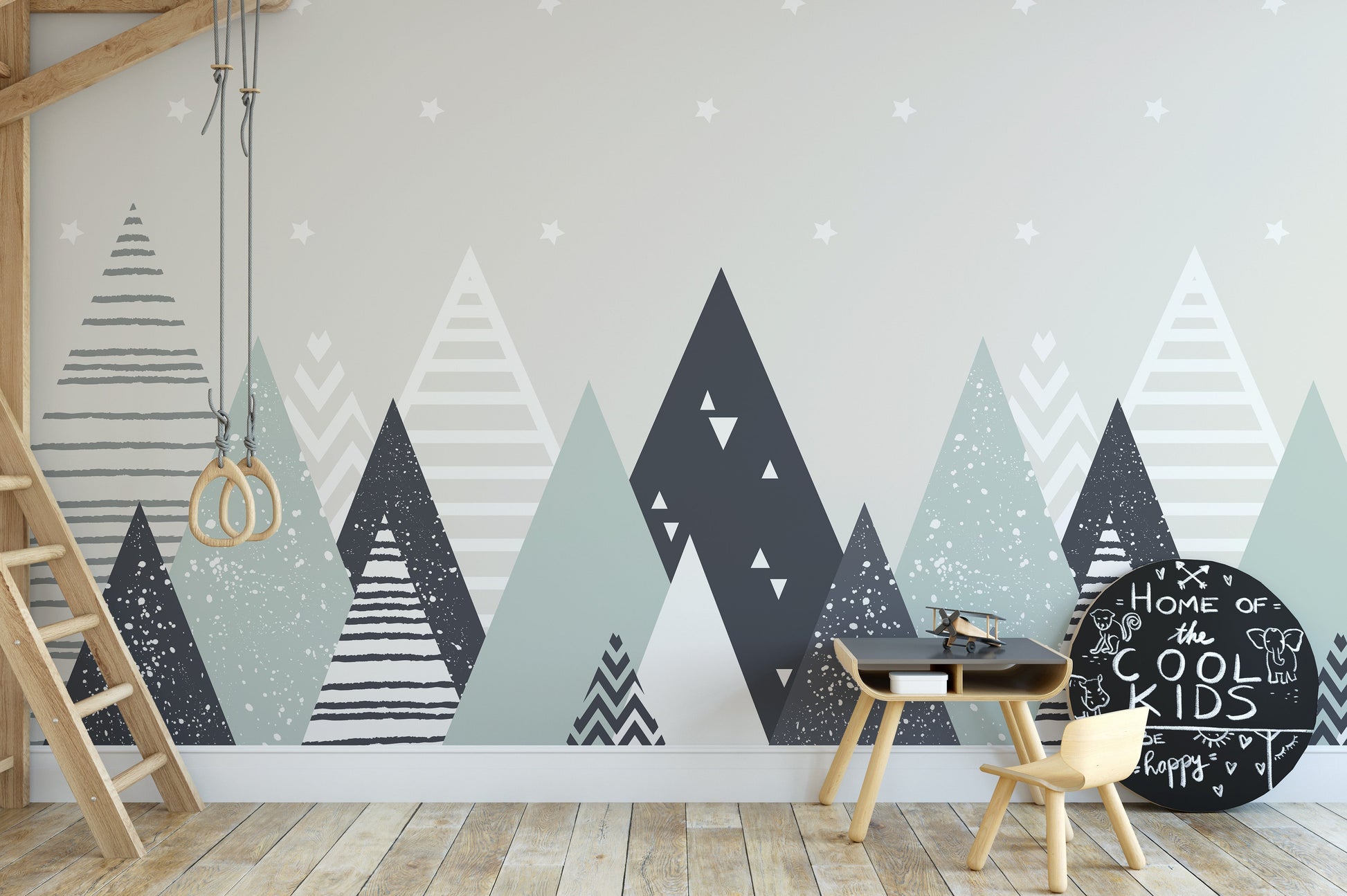 Kids Room Geometric Mountain Wallpaper Murals - Giffywalls