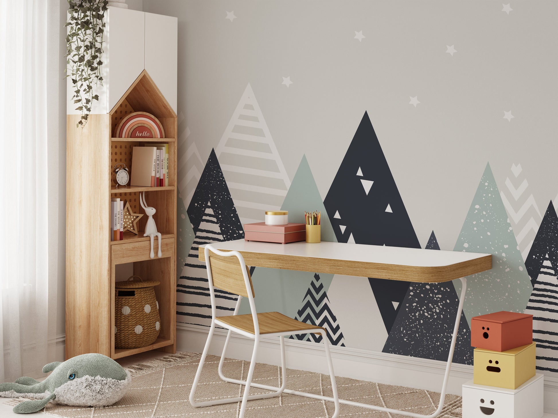 Kids Room Geometric Mountain Wallpaper Murals - Giffywalls