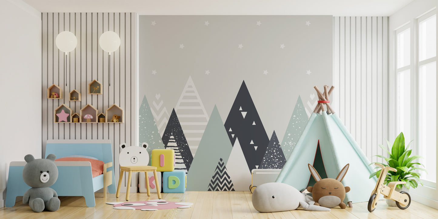 kids room geometric mountain wallpaper mural