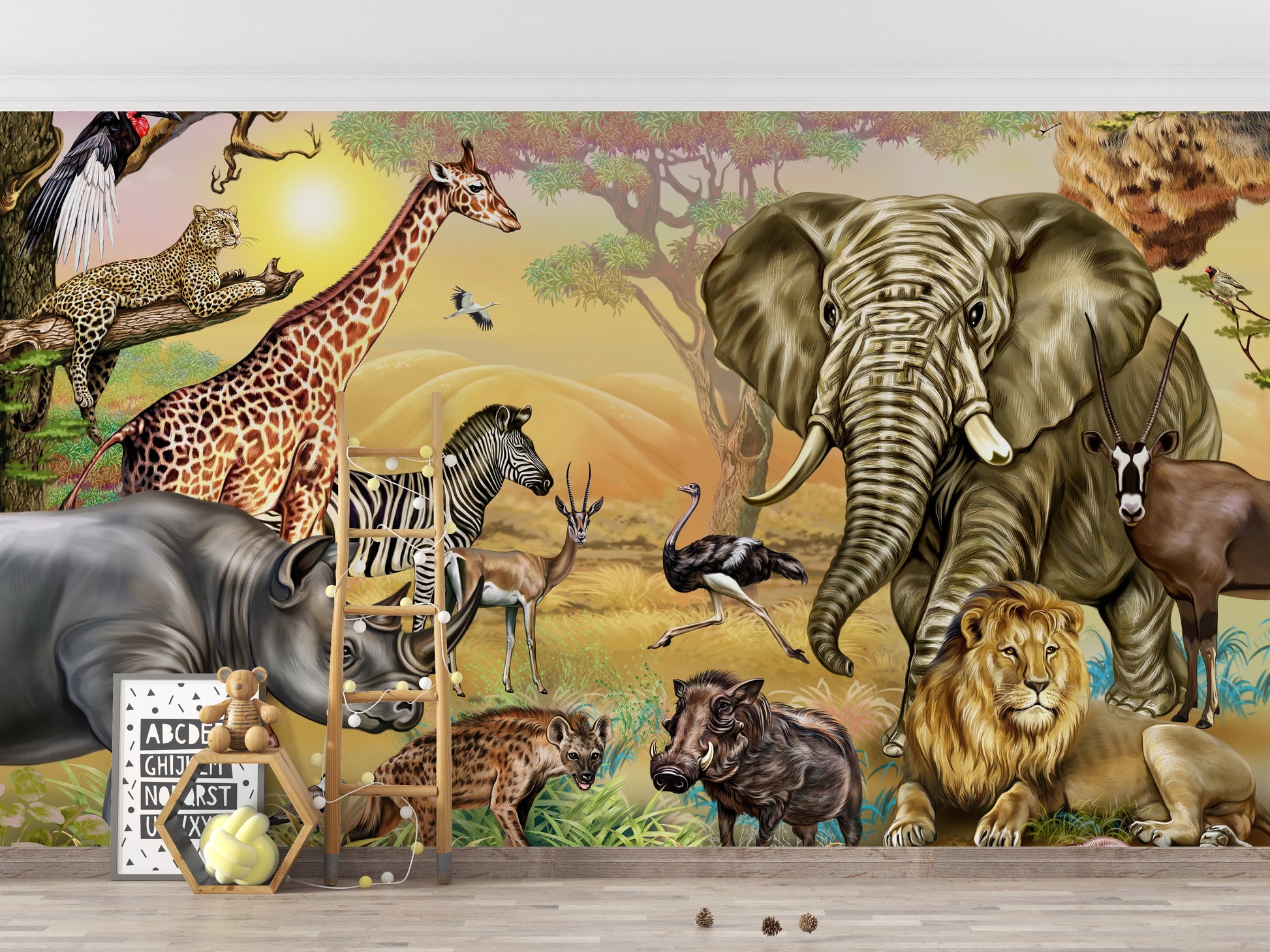 african savannah animals removable peel and stick wallpaper