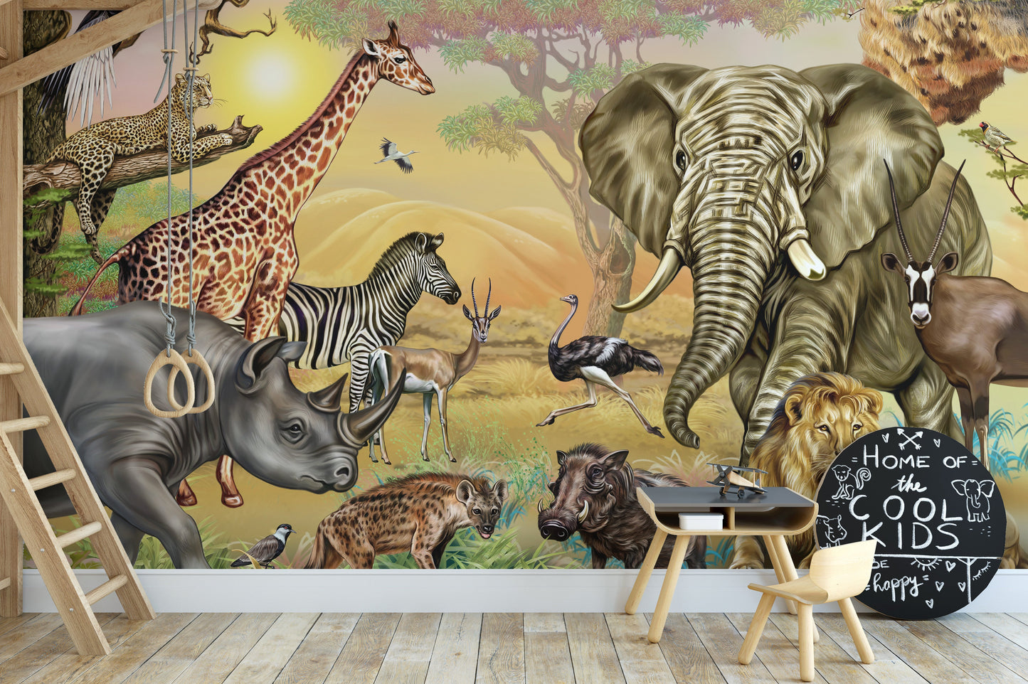 African Savannah Animals Wallpaper Mural - Giffywalls