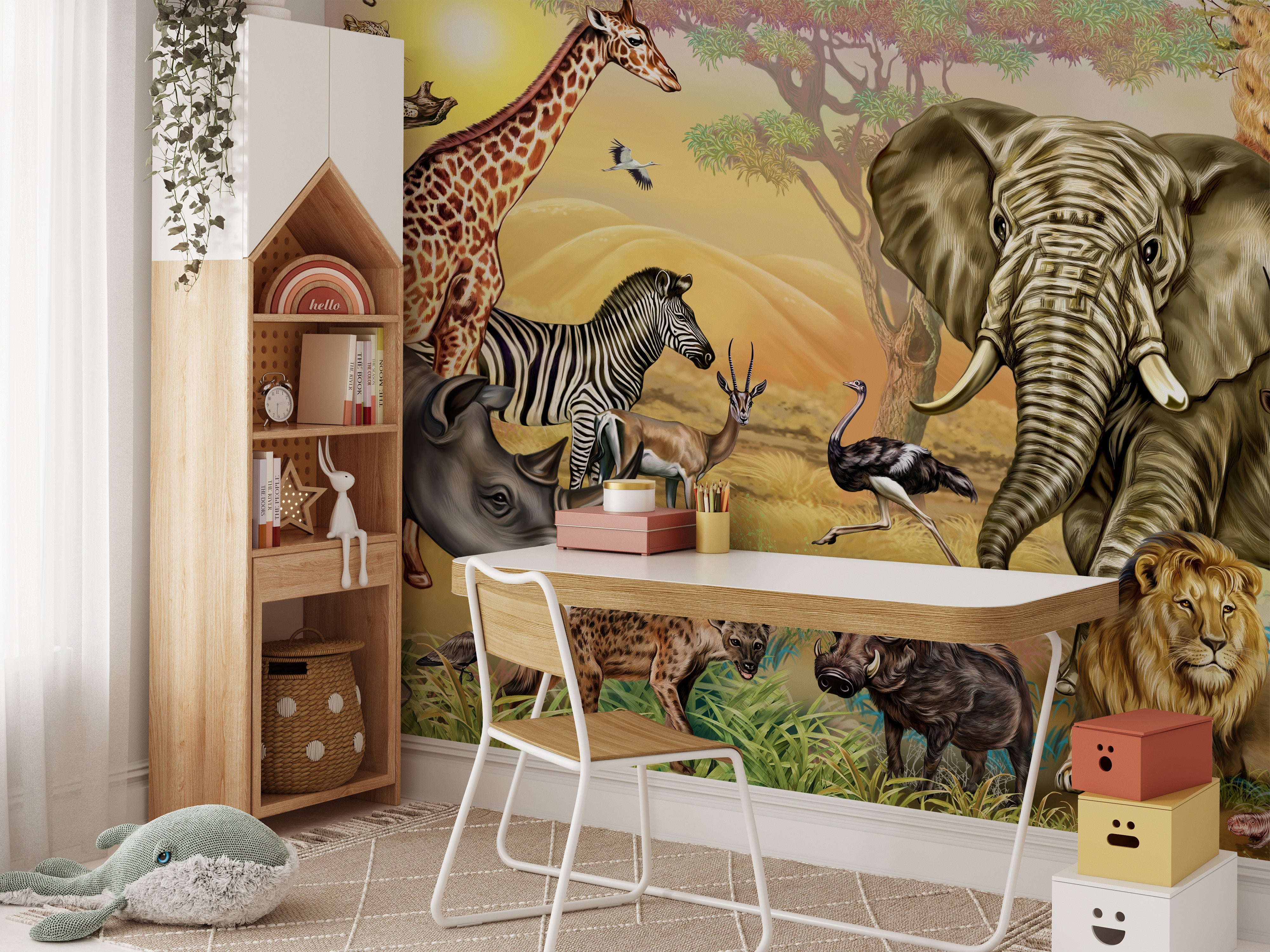 African Savannah Animals Wallpaper Mural - Giffywalls