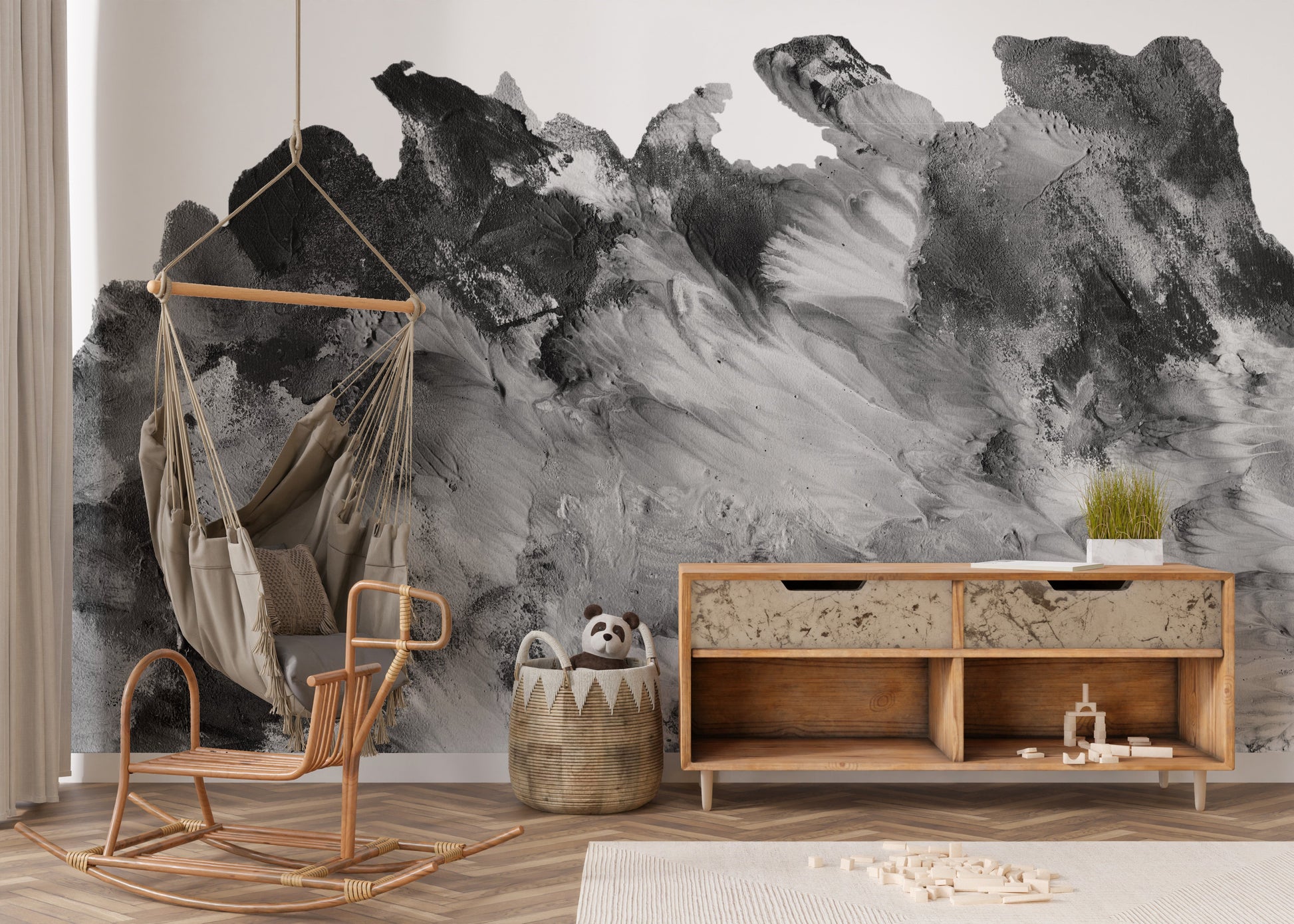 black and white rustic design wallpaper mural