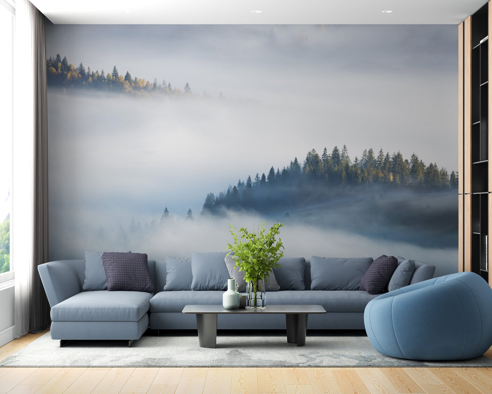 Foggy Misty Forest Maple Tree Wallpaper Murals - Giffywalls