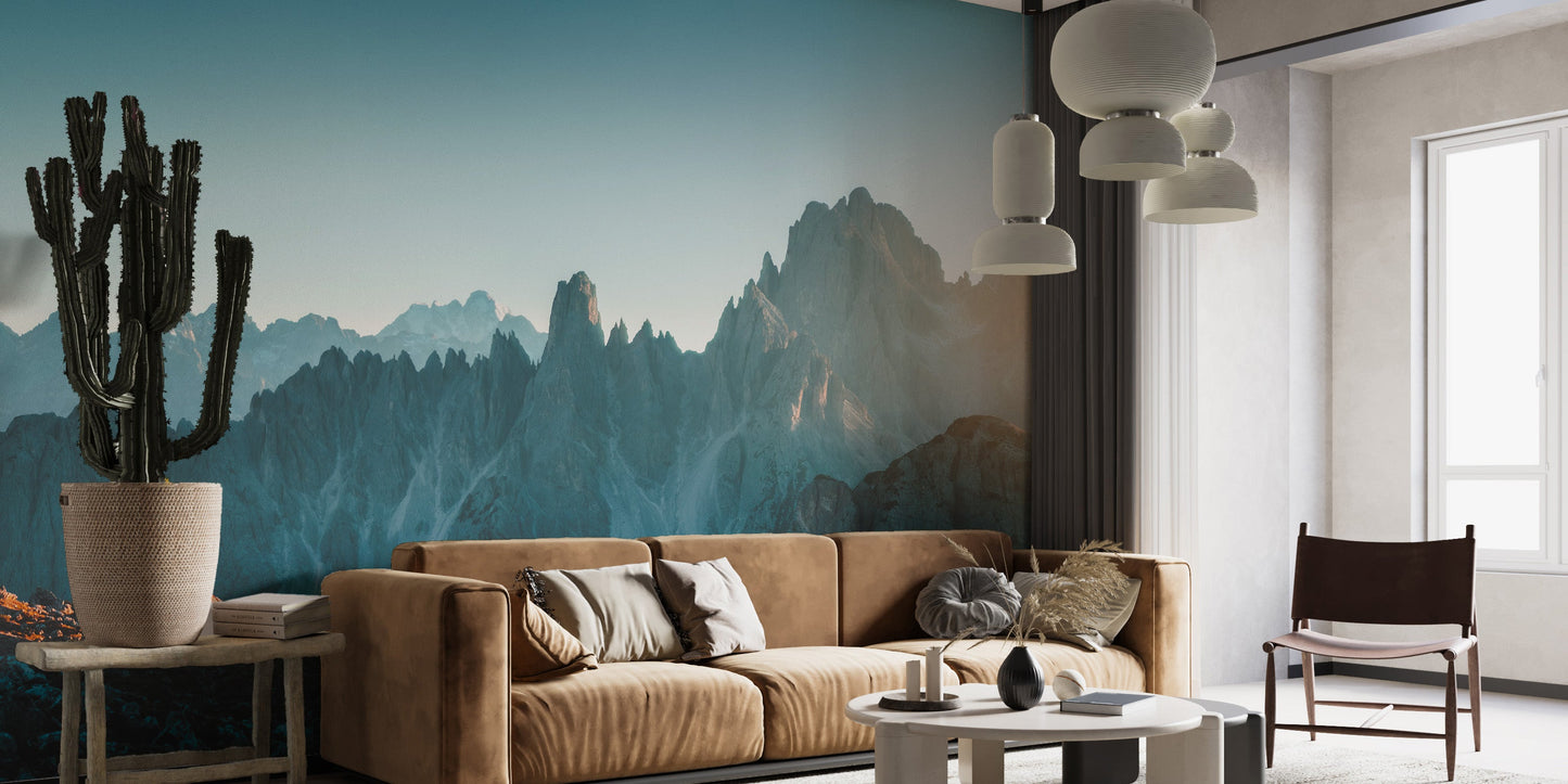 Mountain range mural featuring Dolomites Alps