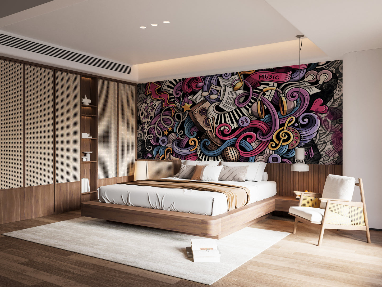 Whimsical music doodles wallpaper for interiors