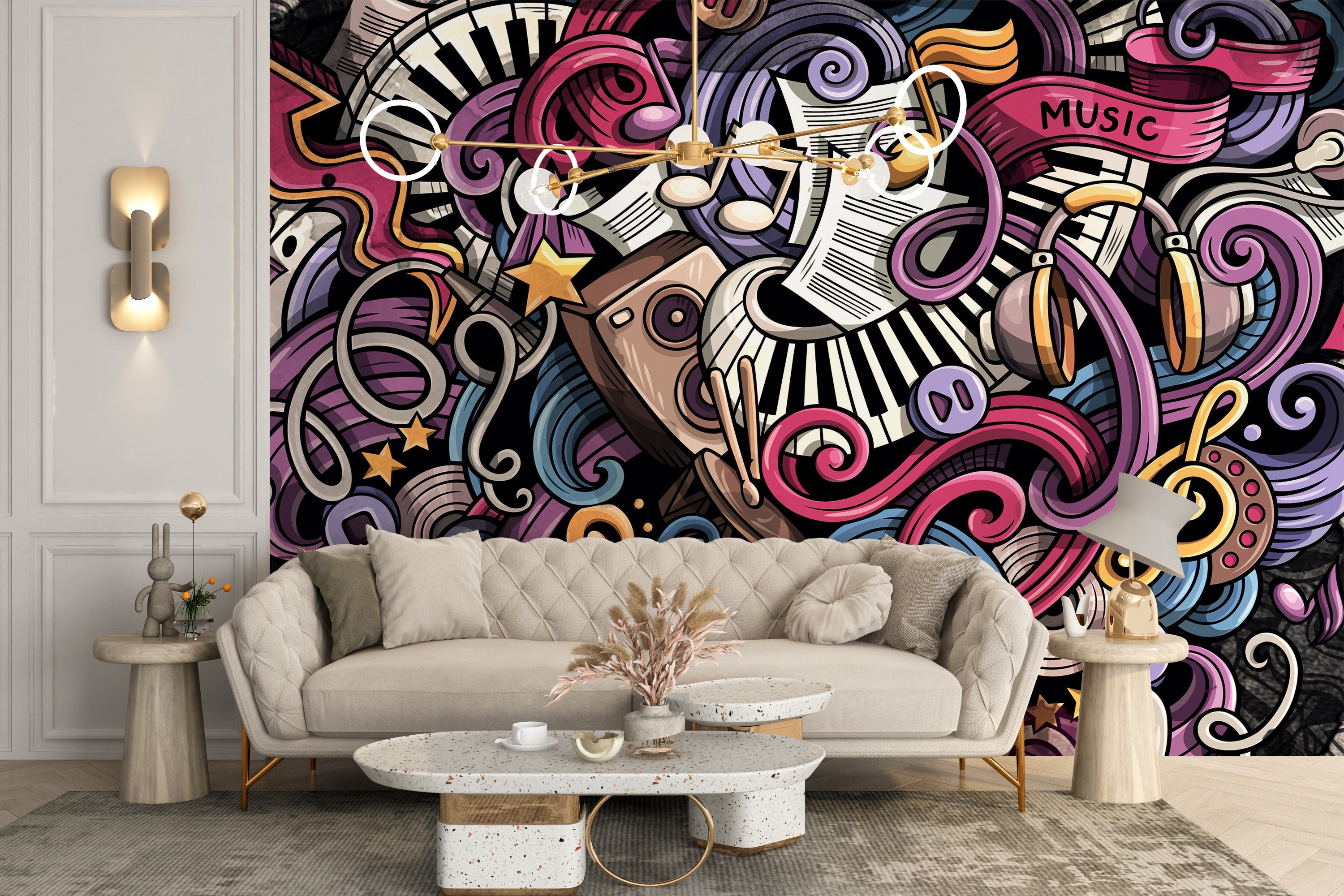 Musical Doodles Art Wallpaper Murals - Giffywalls