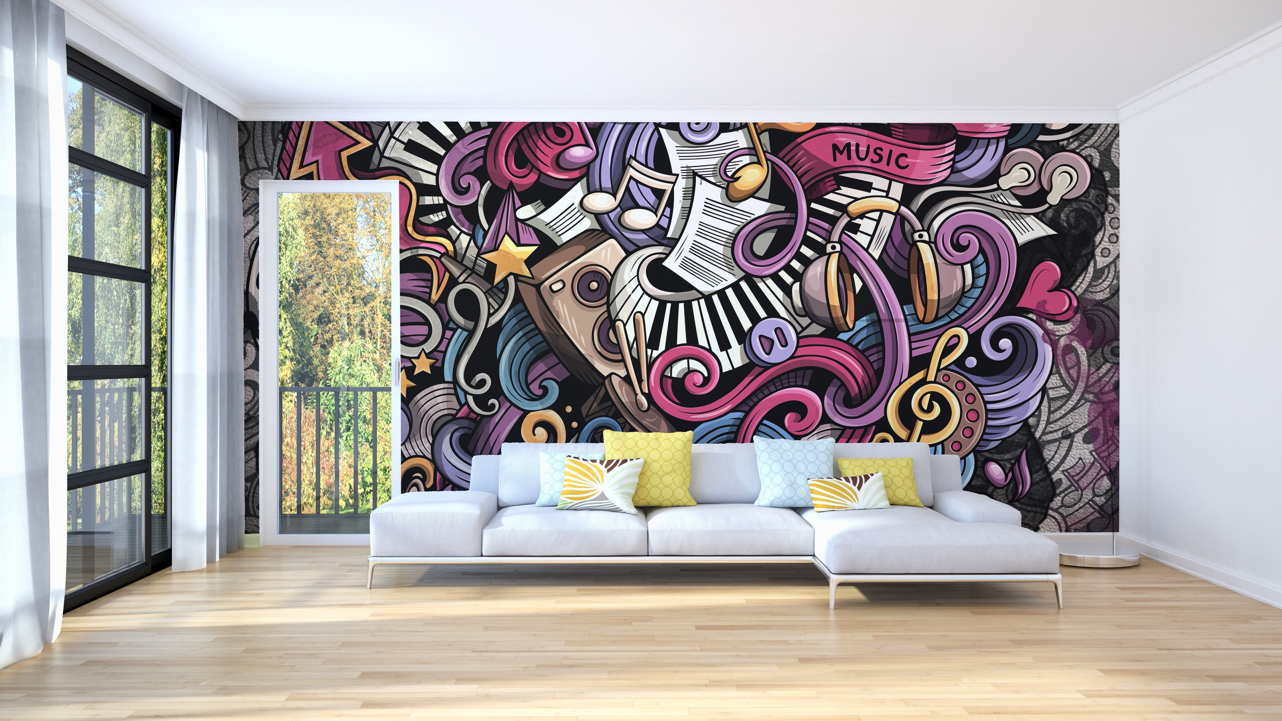 Musical Doodles Art Wallpaper Murals - Giffywalls