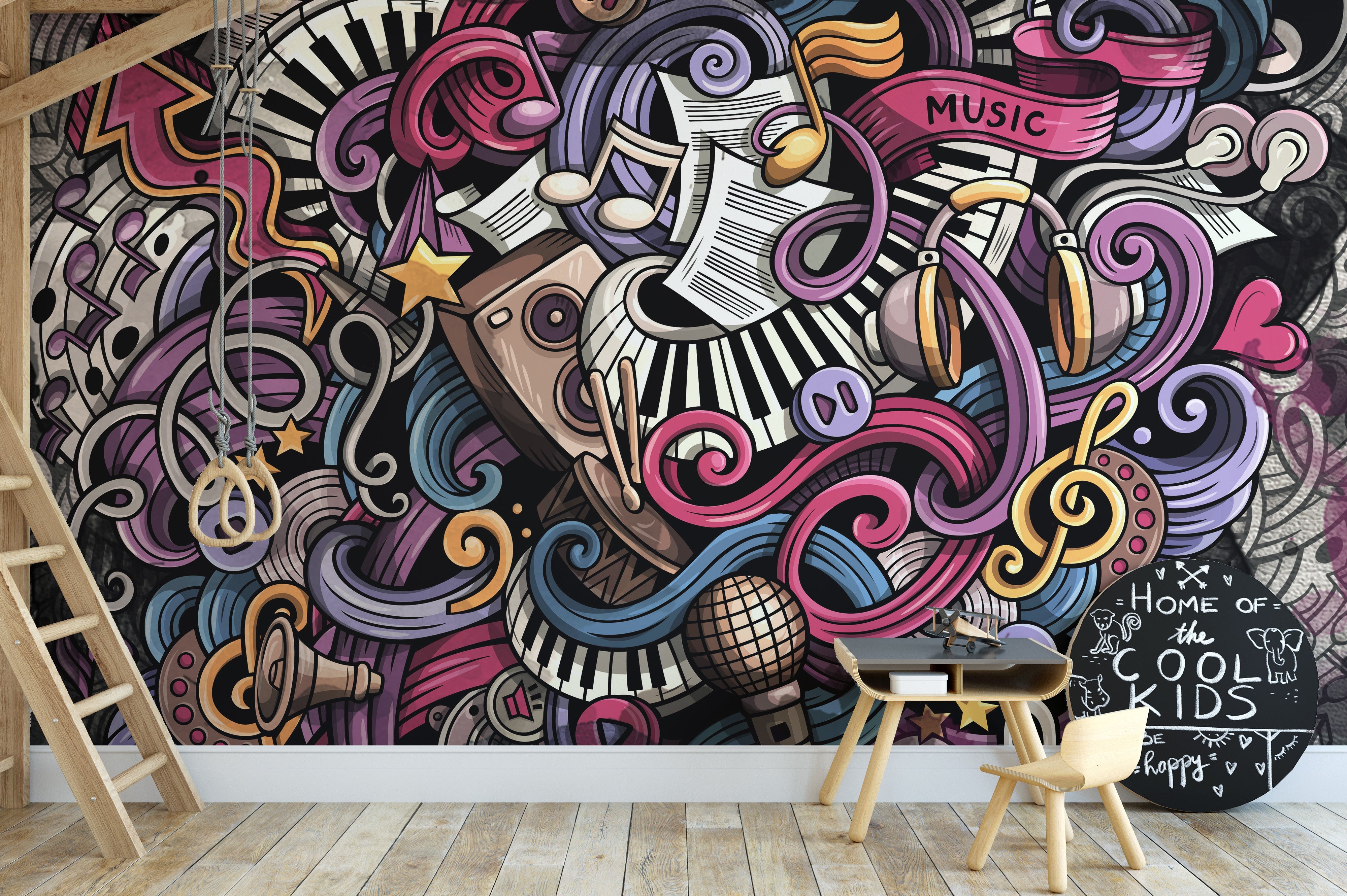 Musical Doodles Art Wallpaper Murals - Giffywalls