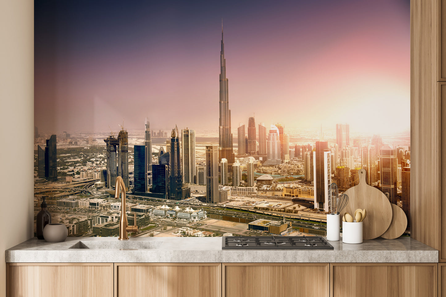 Dubai Downtown at Sunset Wallpaper Murals - Giffywalls