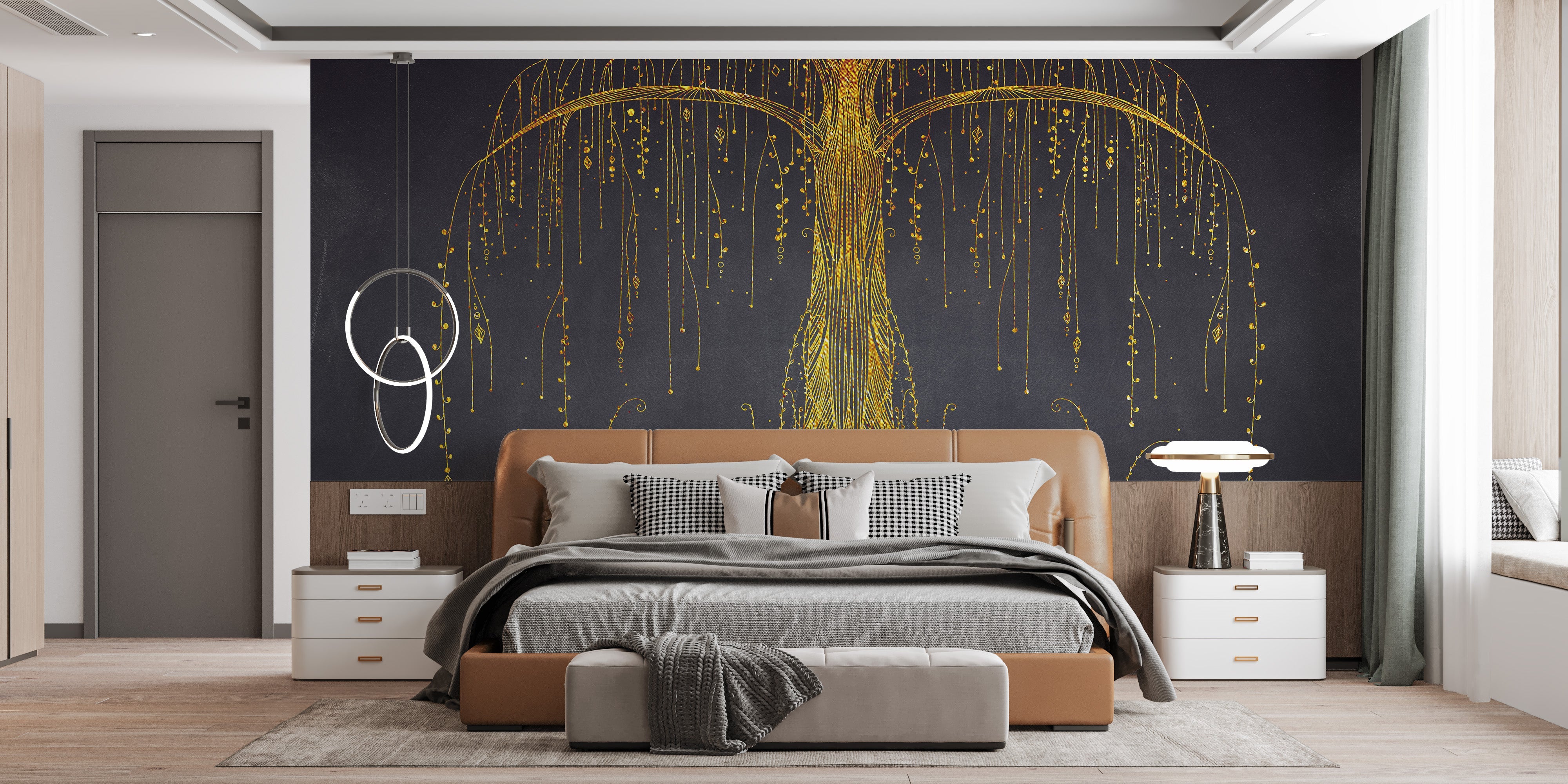 Gold Abstract Ornamental Tree Wall Murals - Giffywalls