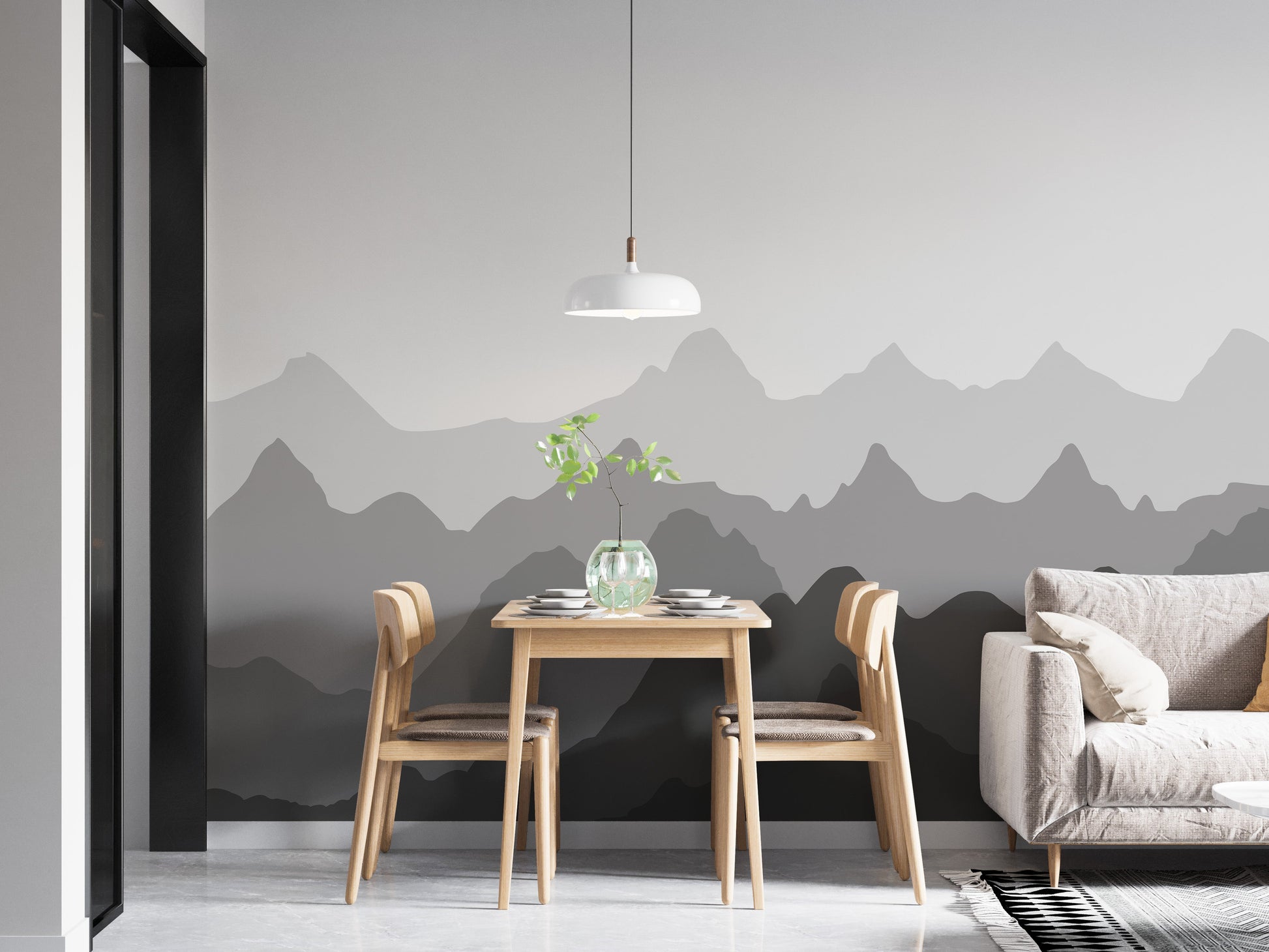 Elegant grey mountain wallpaper for interiors