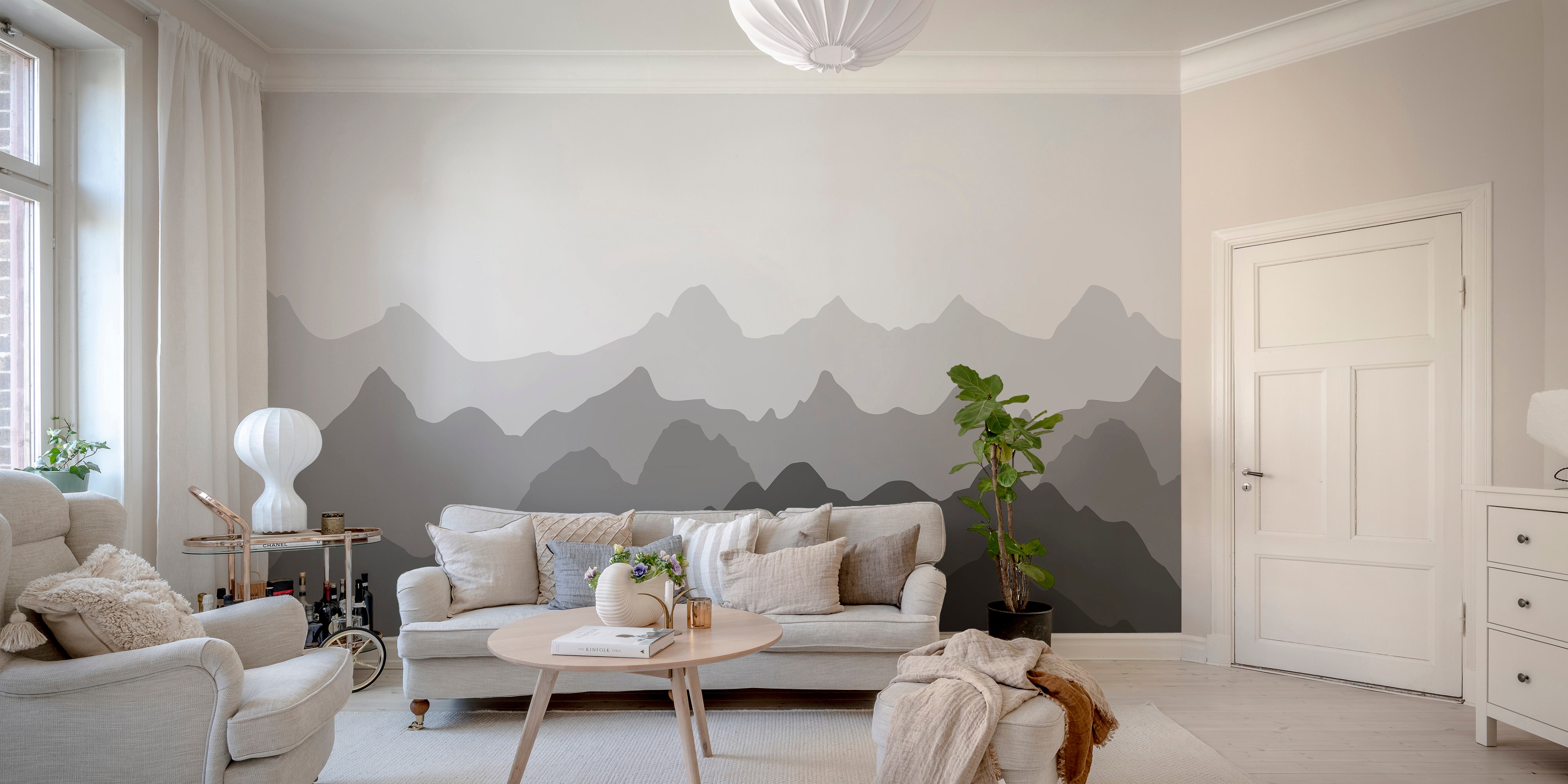 Grey Silhouettes Mountains Wallpaper Murals - Giffywalls